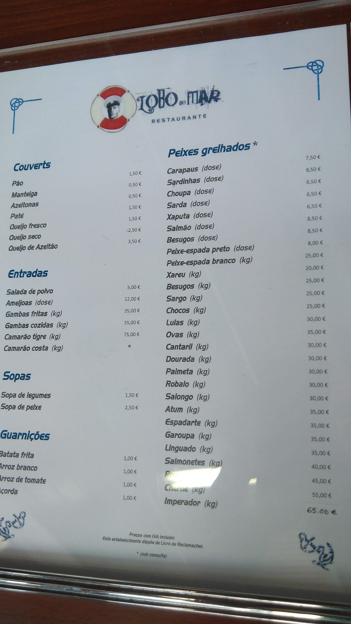 Lobo do Mar Menu