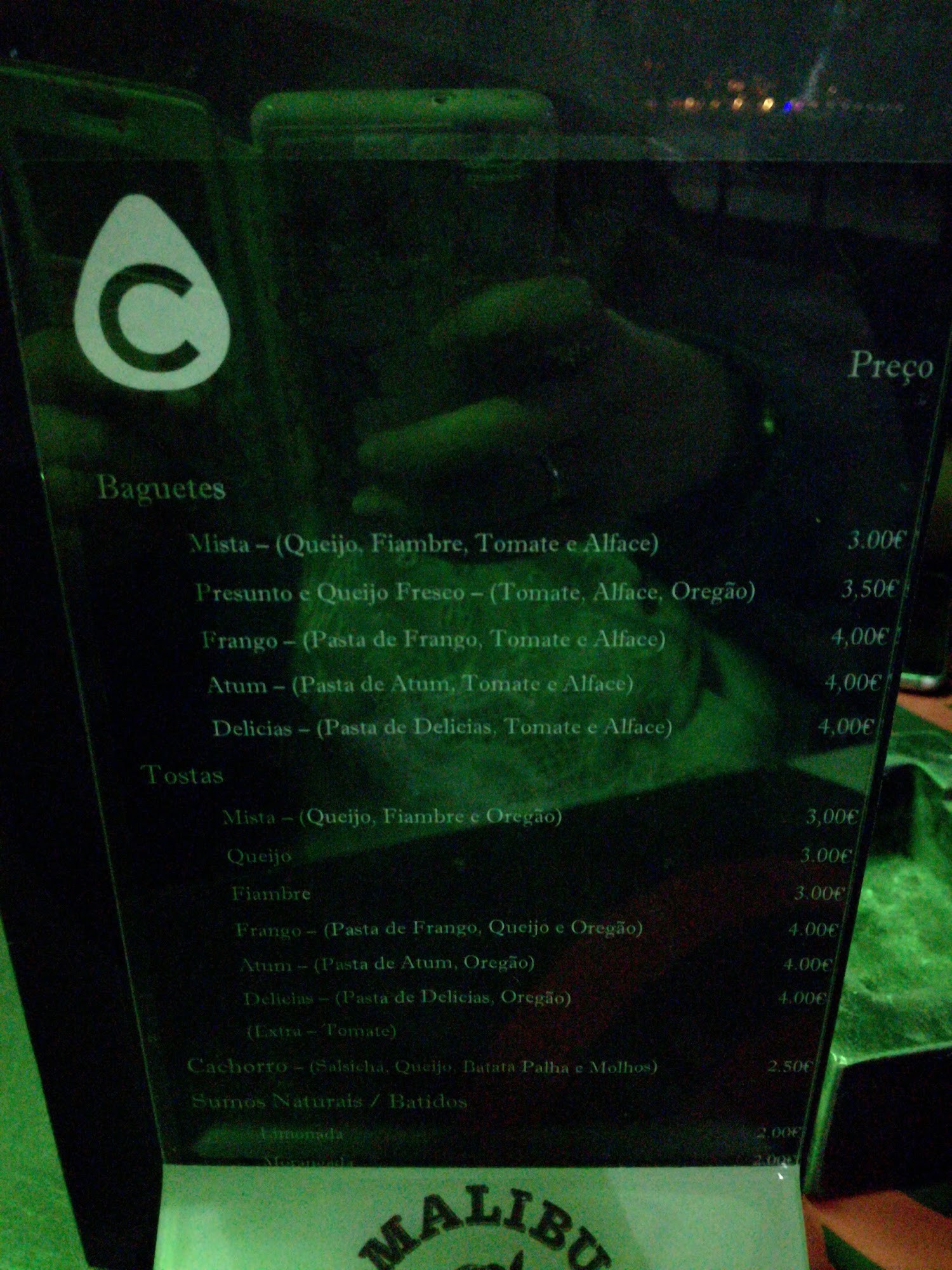 Contraste - Social Beach Club Sesimbra Menu