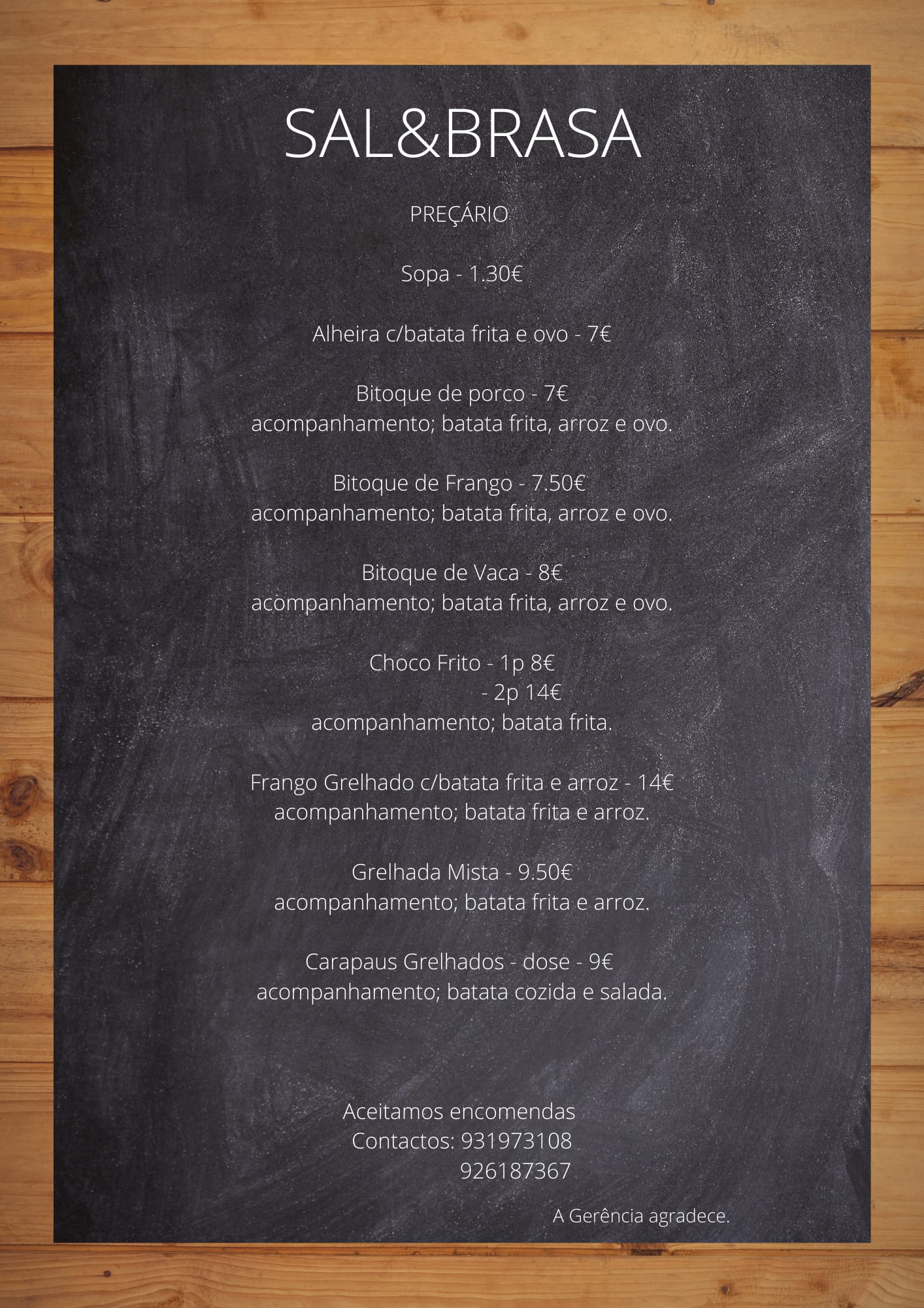 Sal&Brasa (Sal & Brasa) Menu