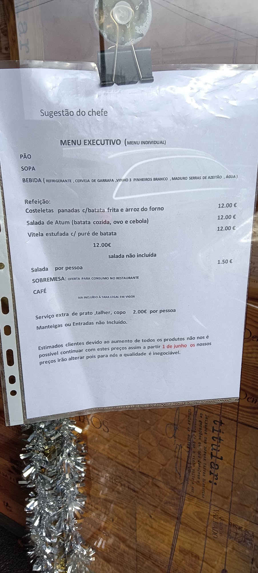 Restaurante Três Pinheiros Menu