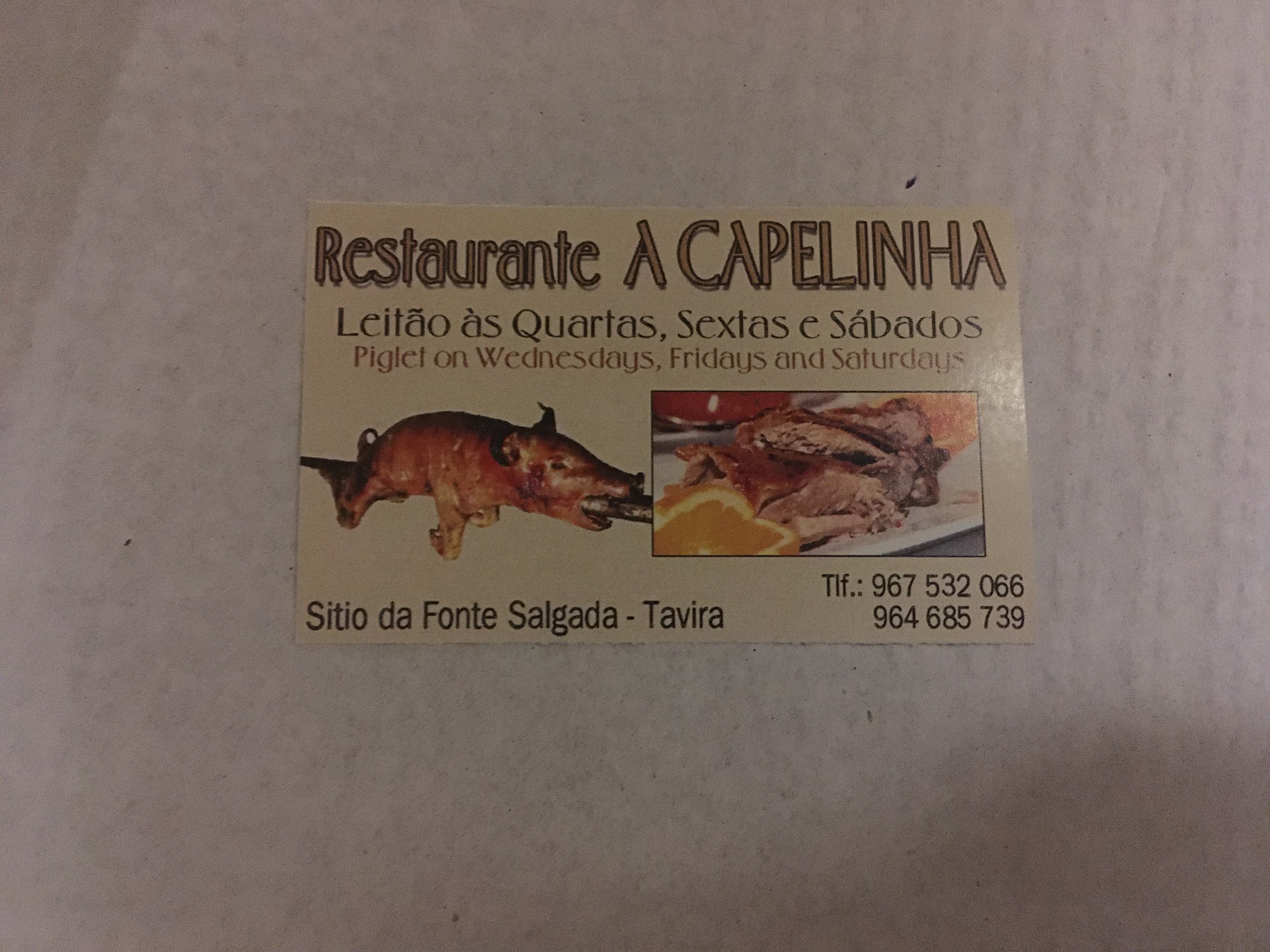 Snack Bar Capelinha (Restaurante Capelinha) Menu