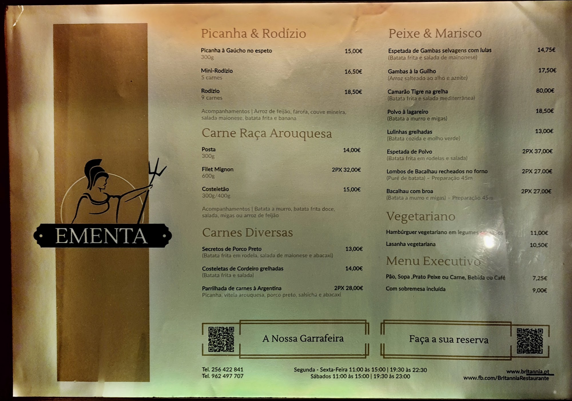Britania Pub Menu