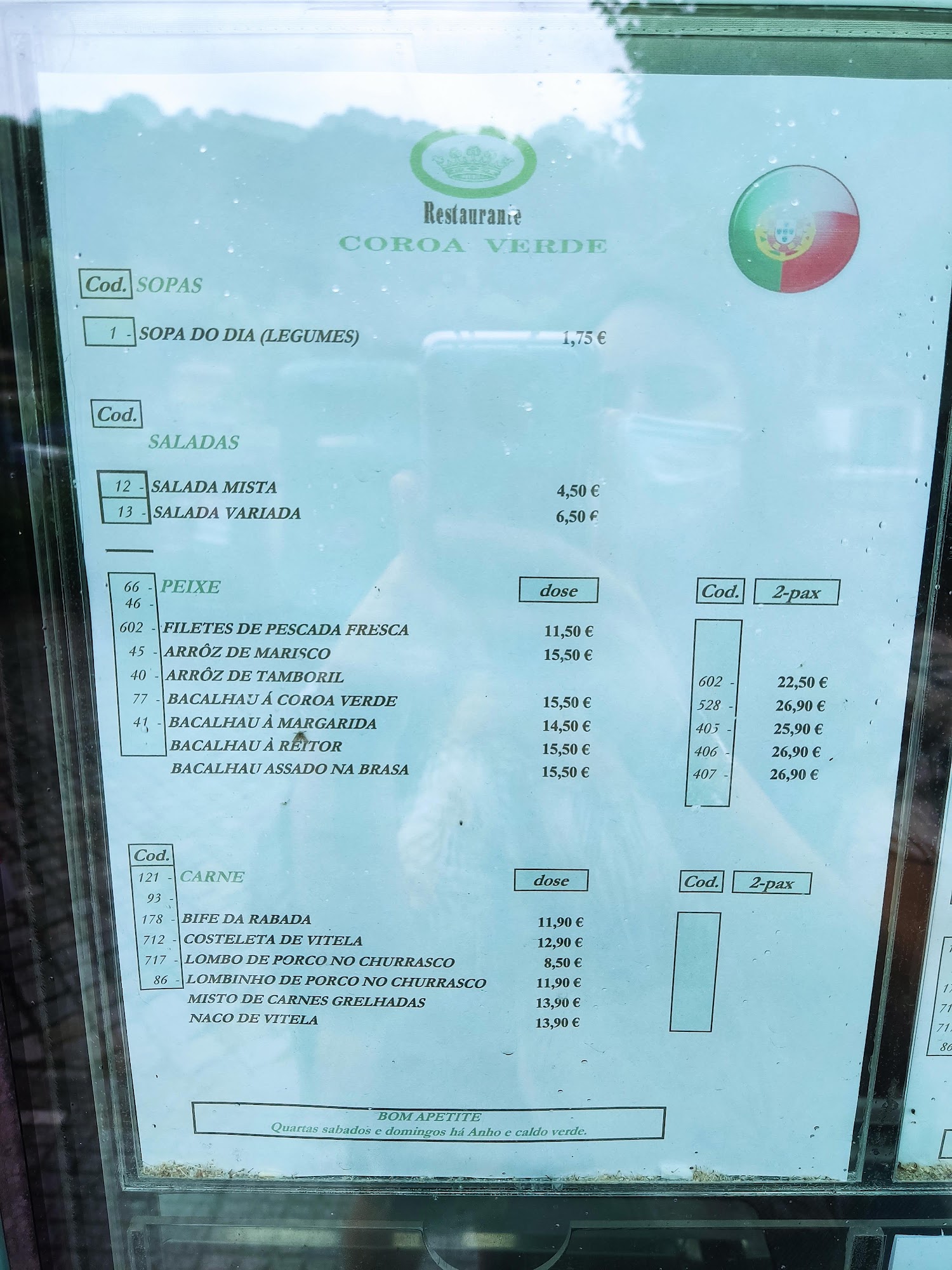 Coroa Verde Menu