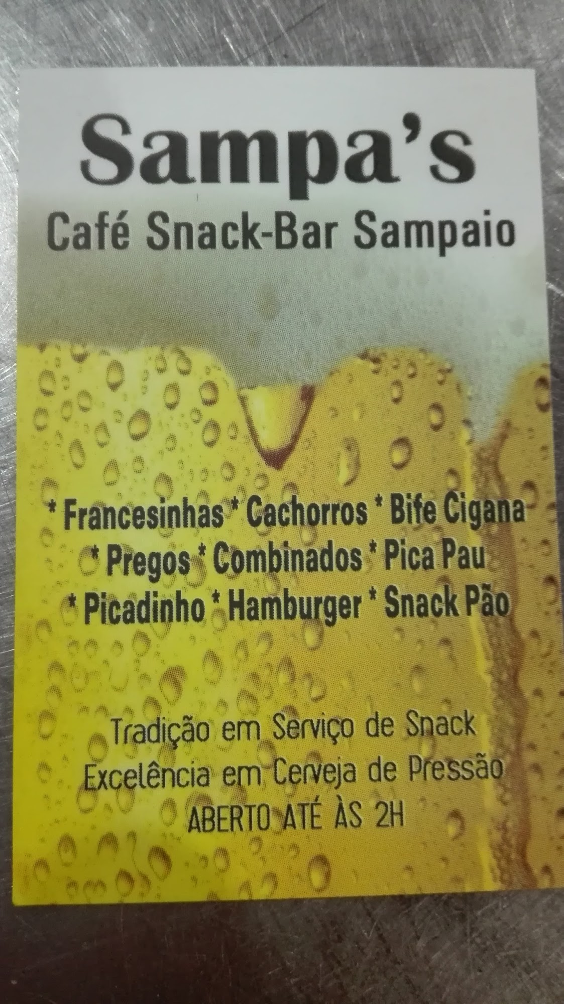 Café Snack Bar Sampaio Menu