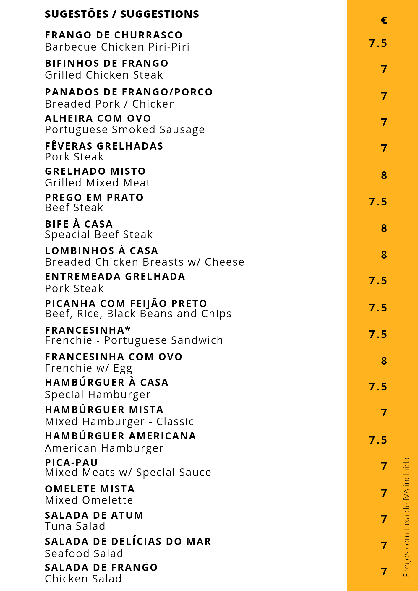 Churrasqueira Frango Sobre Rodas Menu