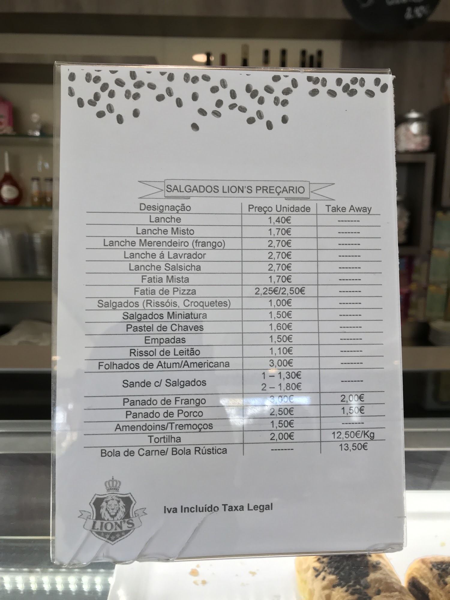 Padaria Confeitaria Lion's Menu