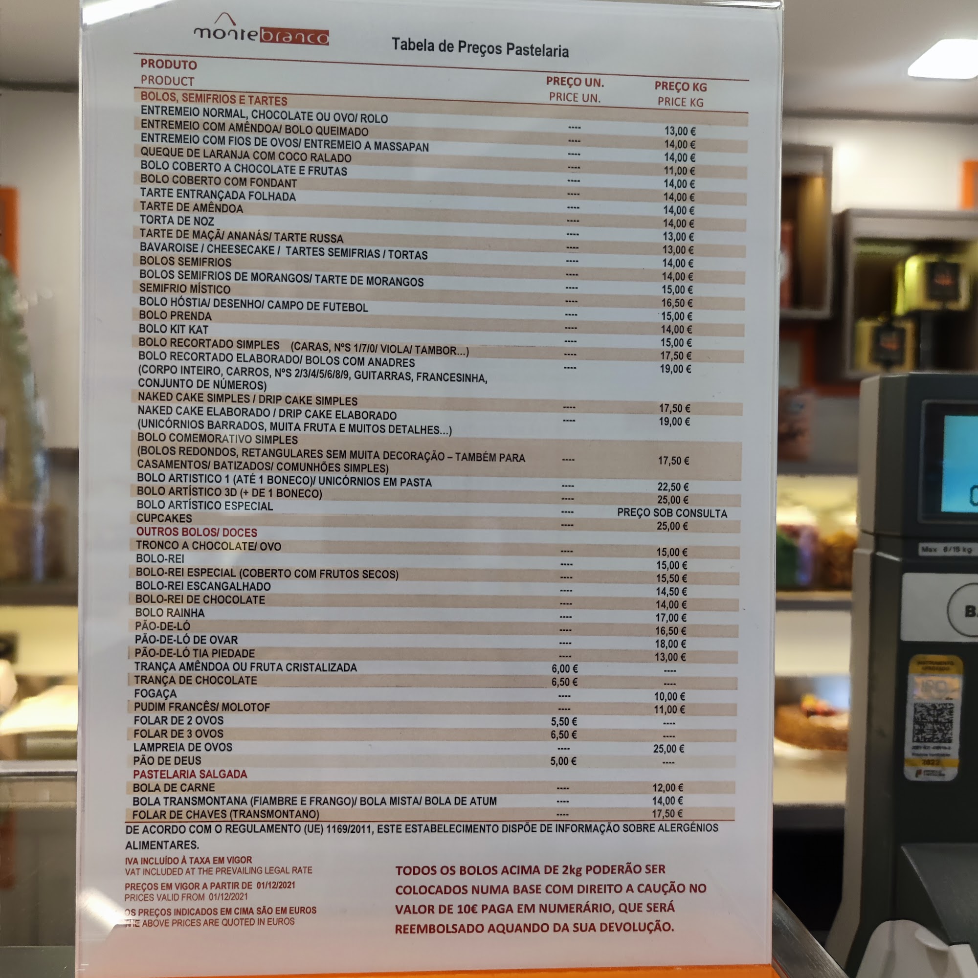 Confeitaria Monte Branco Menu