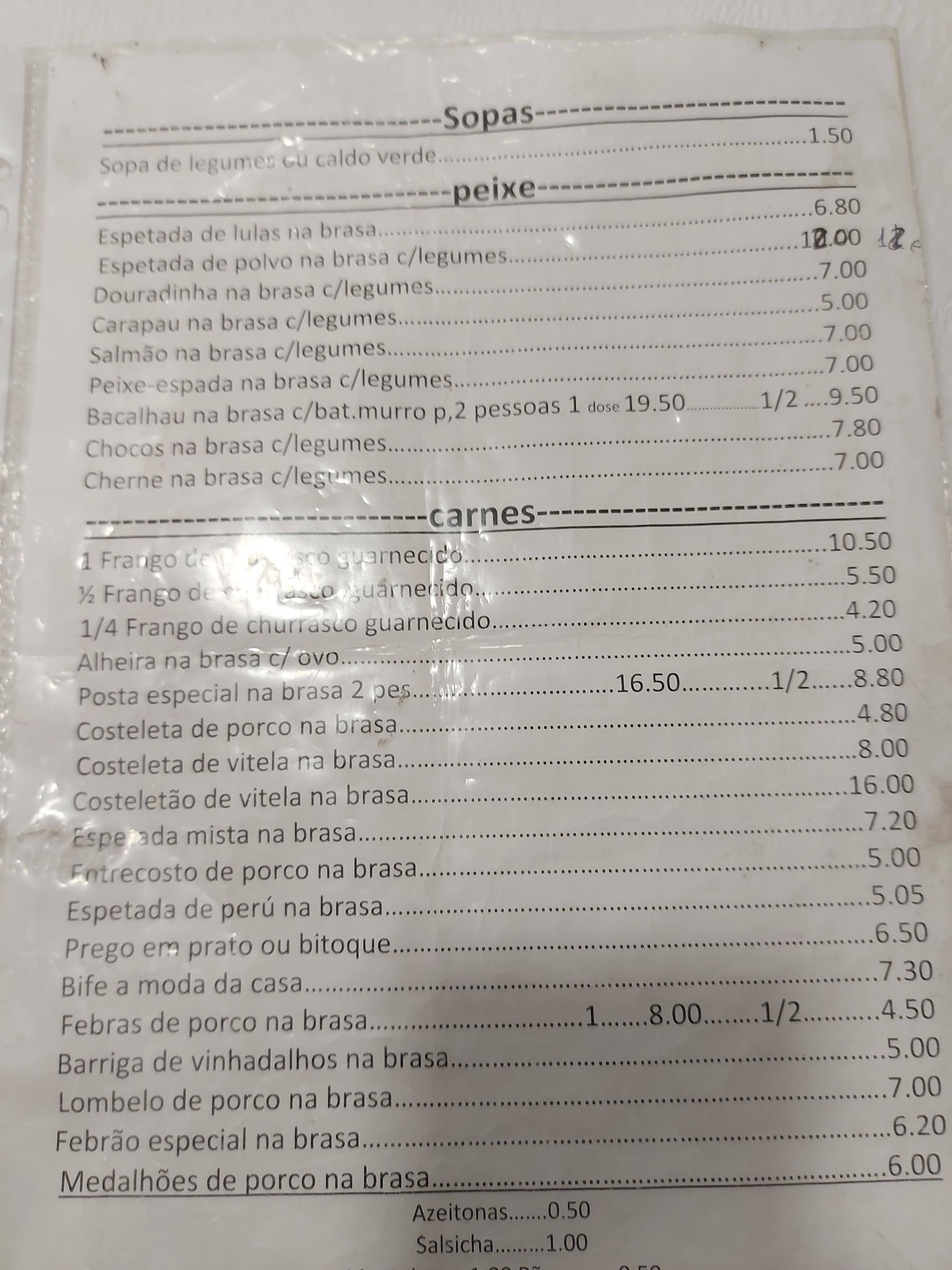 Churrasqueira Traineira Menu