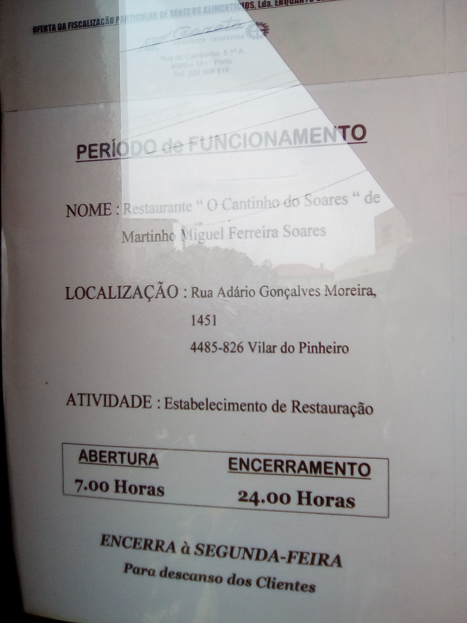 Cantinho do Soares - Prato do dia Menu