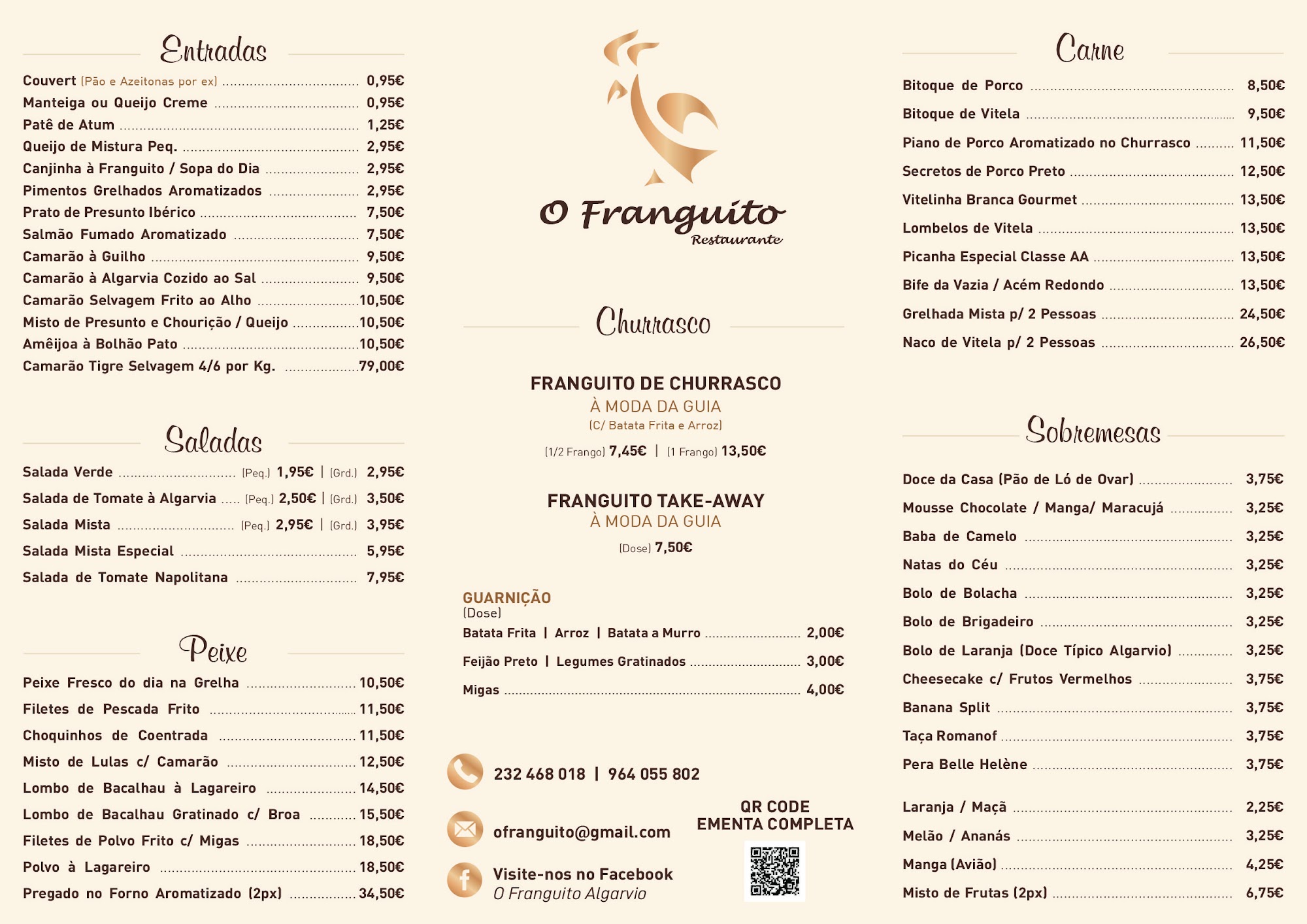 O FRANGUITO ALGARVIO Menu