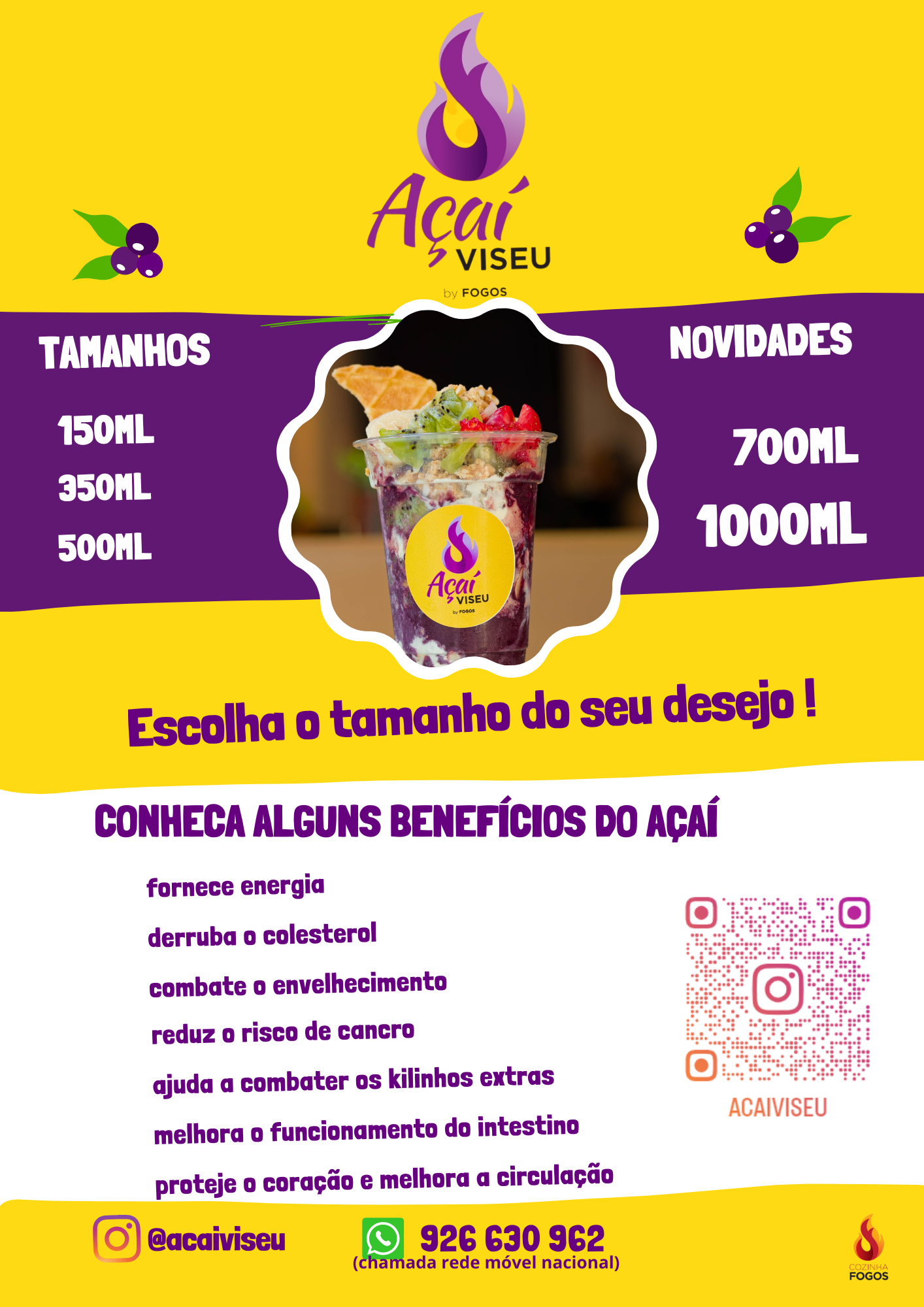 Açaí Viseu. by: Cozinha Fogos Menu