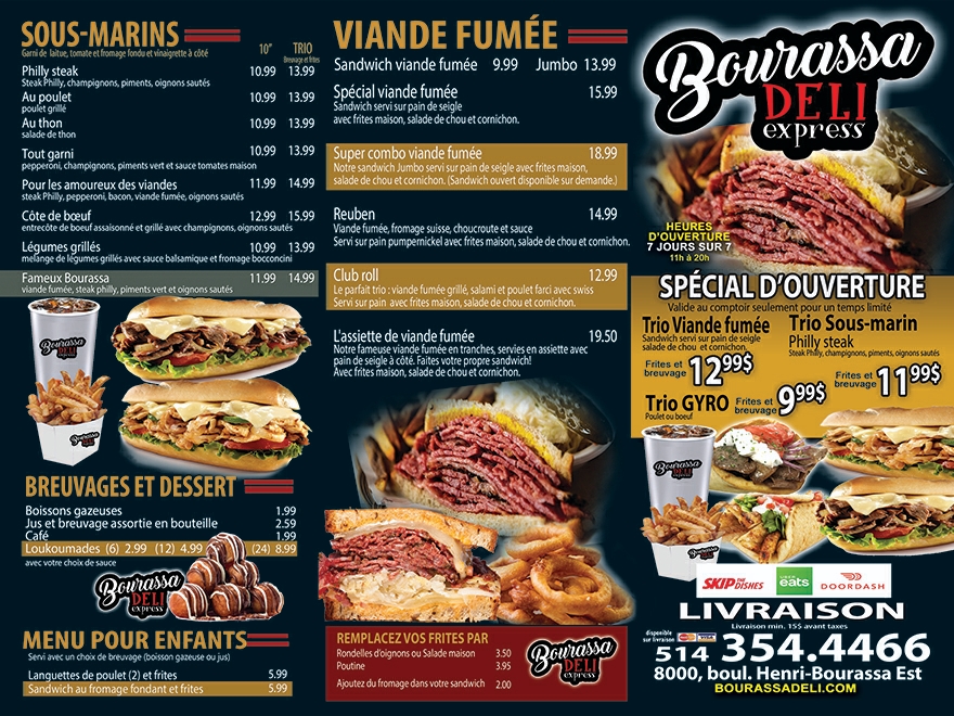 Bourassa Deli Express Menu