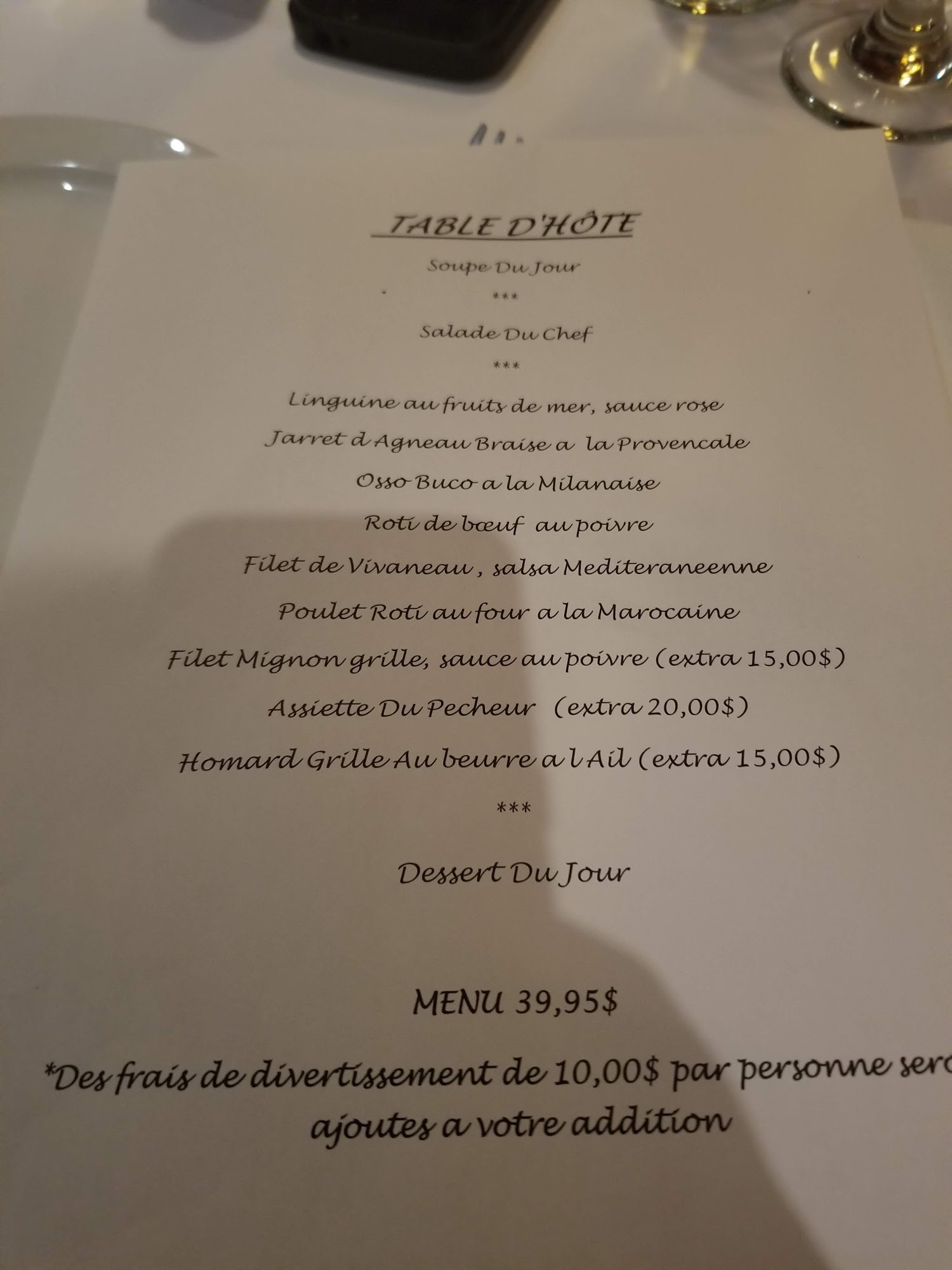 chez eric brossard Menu