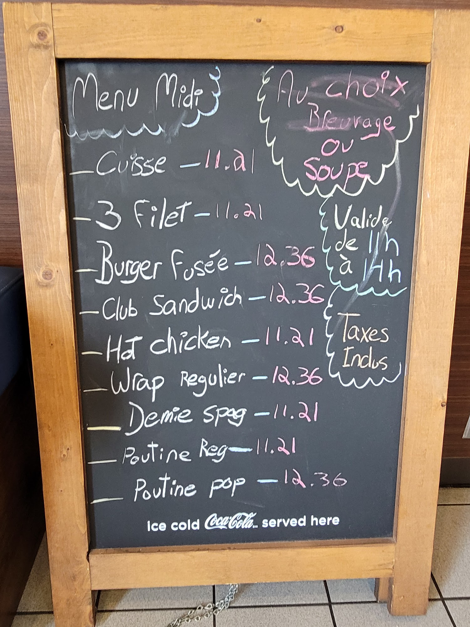 Rôtisseries Fusée Menu