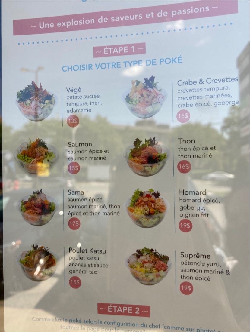 Le Poké Station Ste-Dorothée Menu