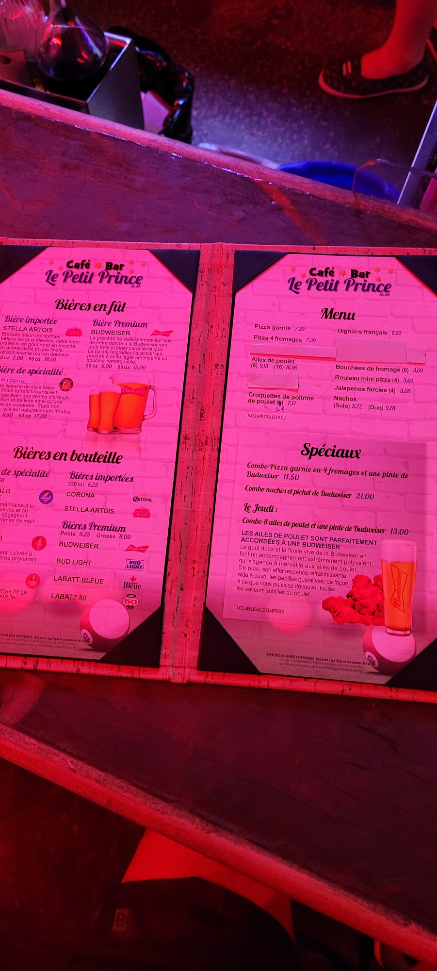 Café Bar Le Petit Prince 2.0 Menu