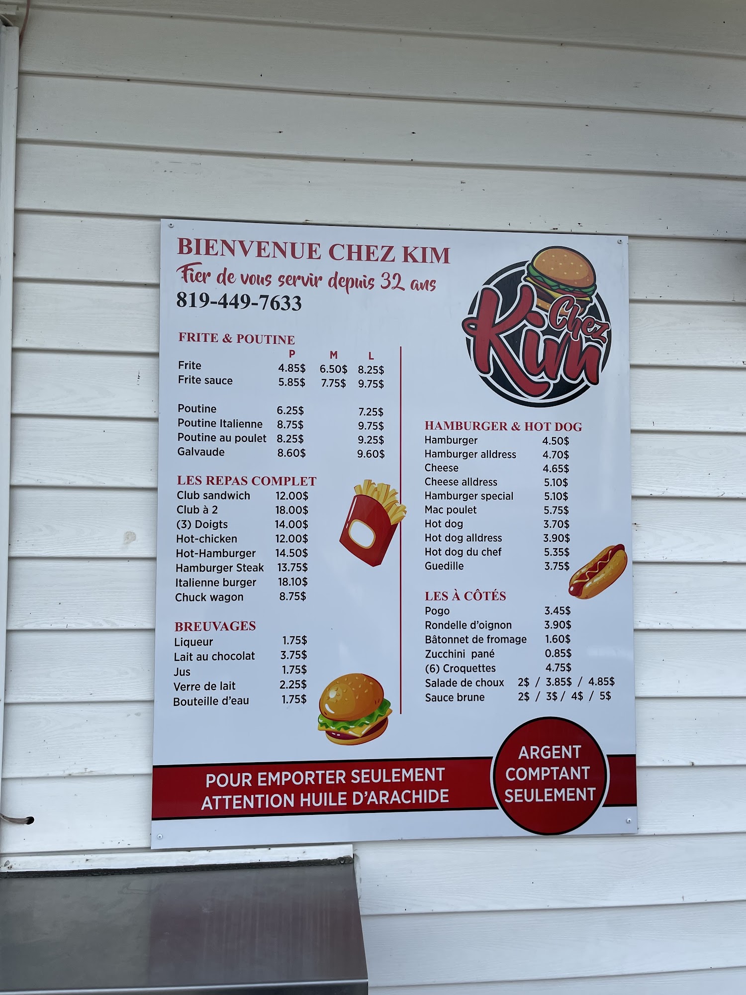 Casse-Croûte Chez Kim Menu