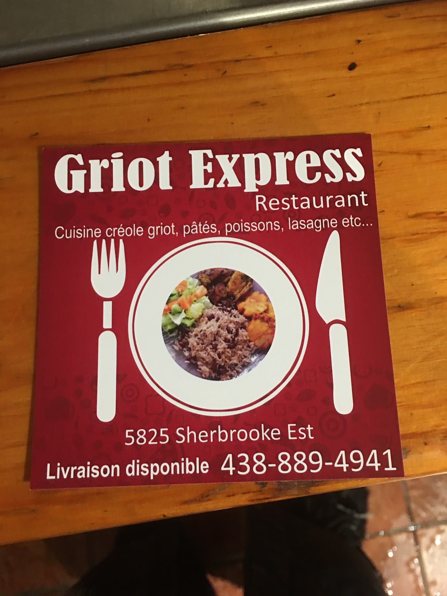 Griot Express Menu