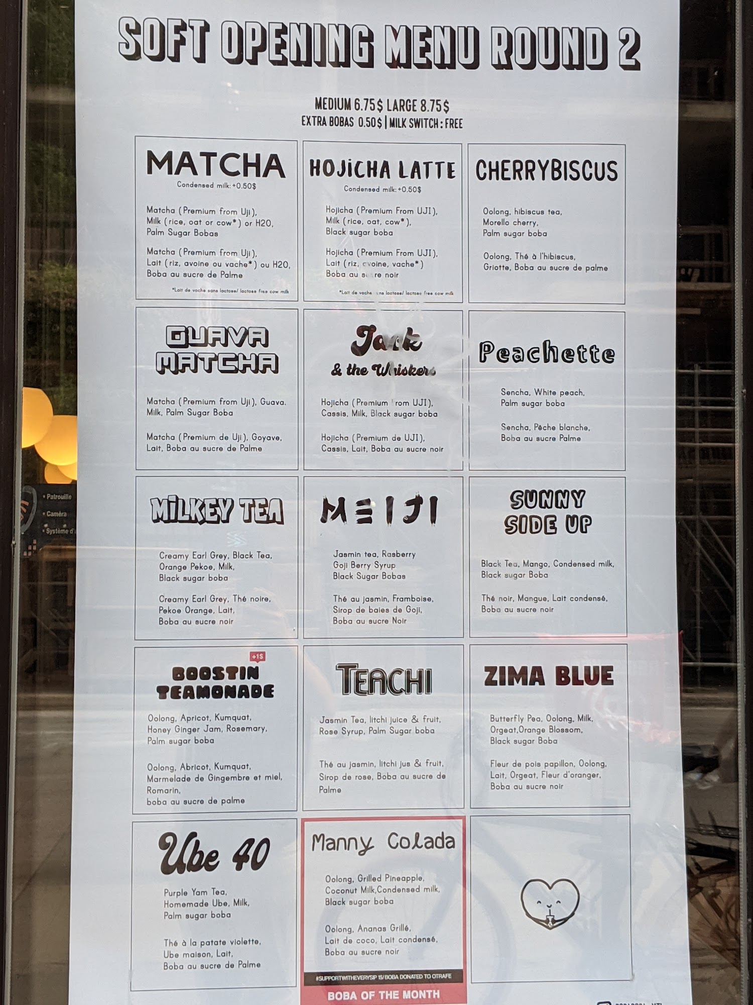 Boba Boba Menu
