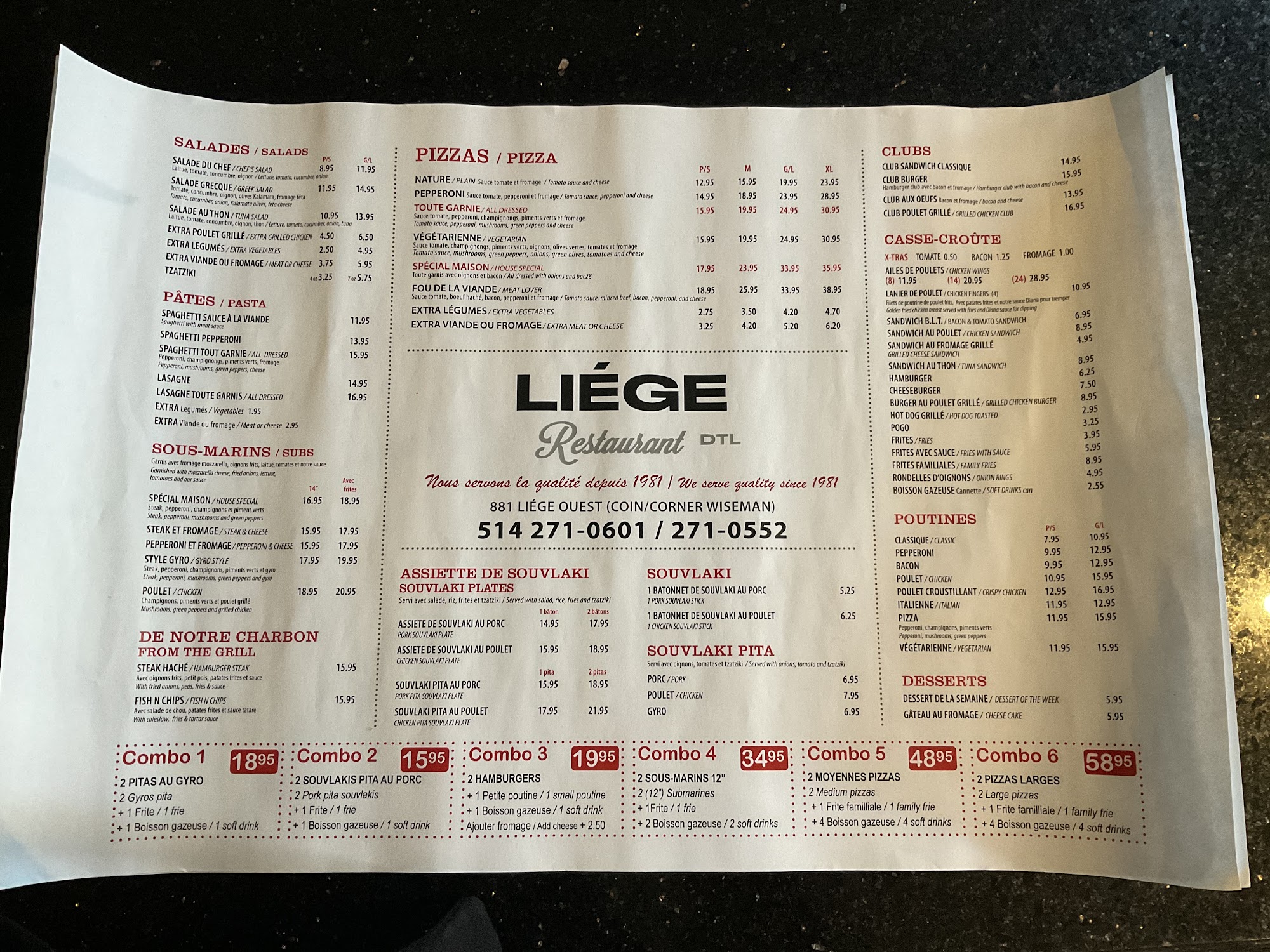Restaurant Liege Menu