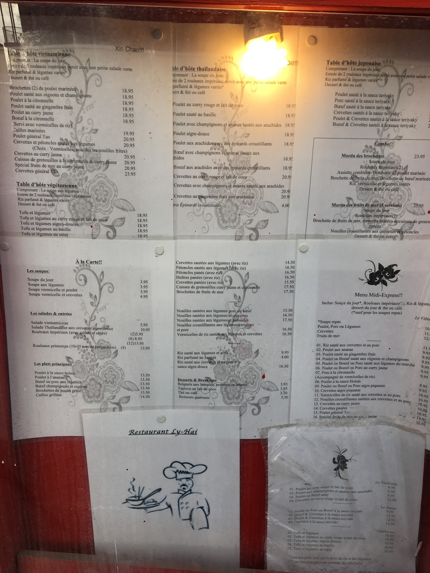 Restaurant Ly-Hai Inc Menu