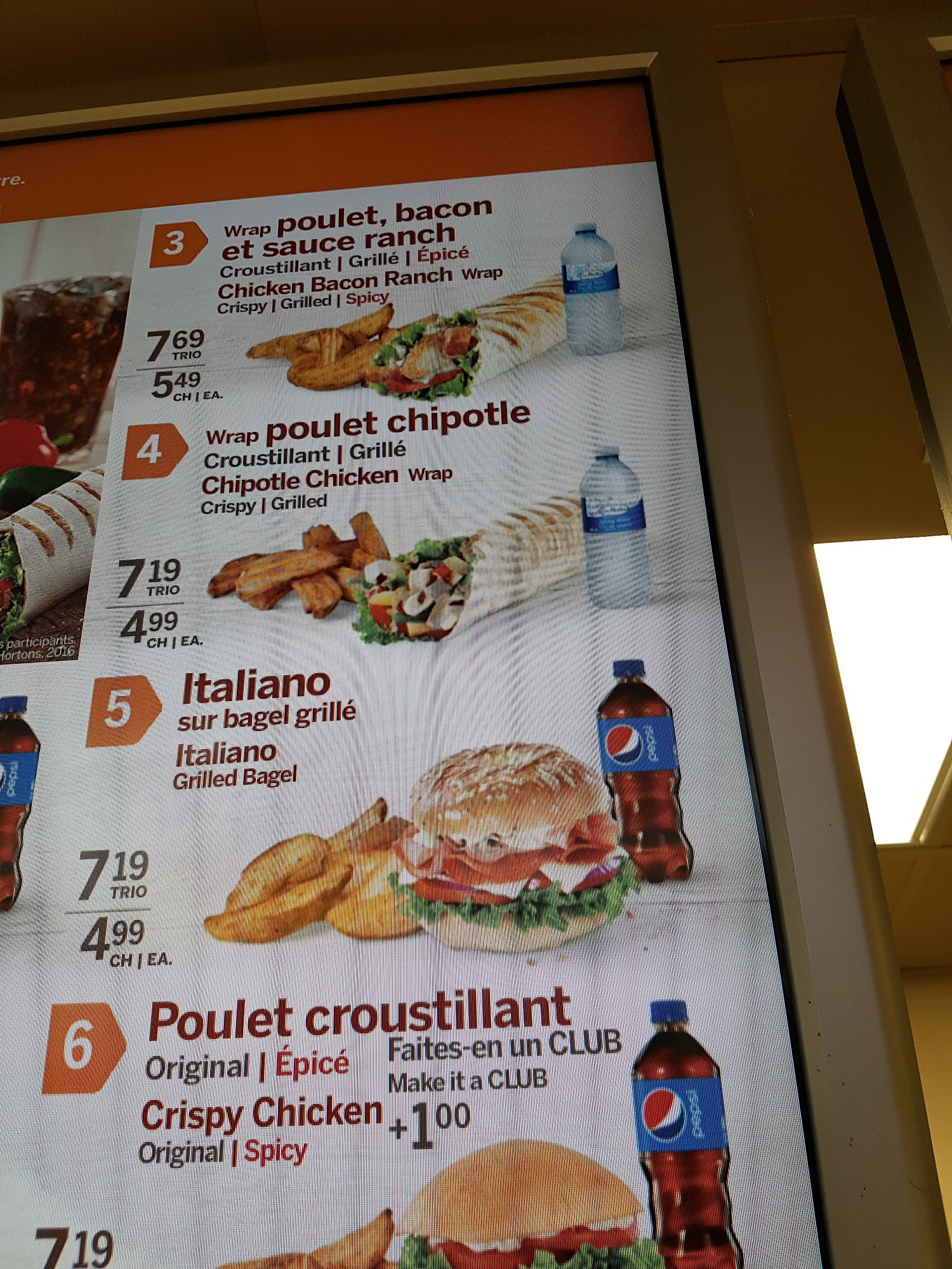 Tim Hortons Menu