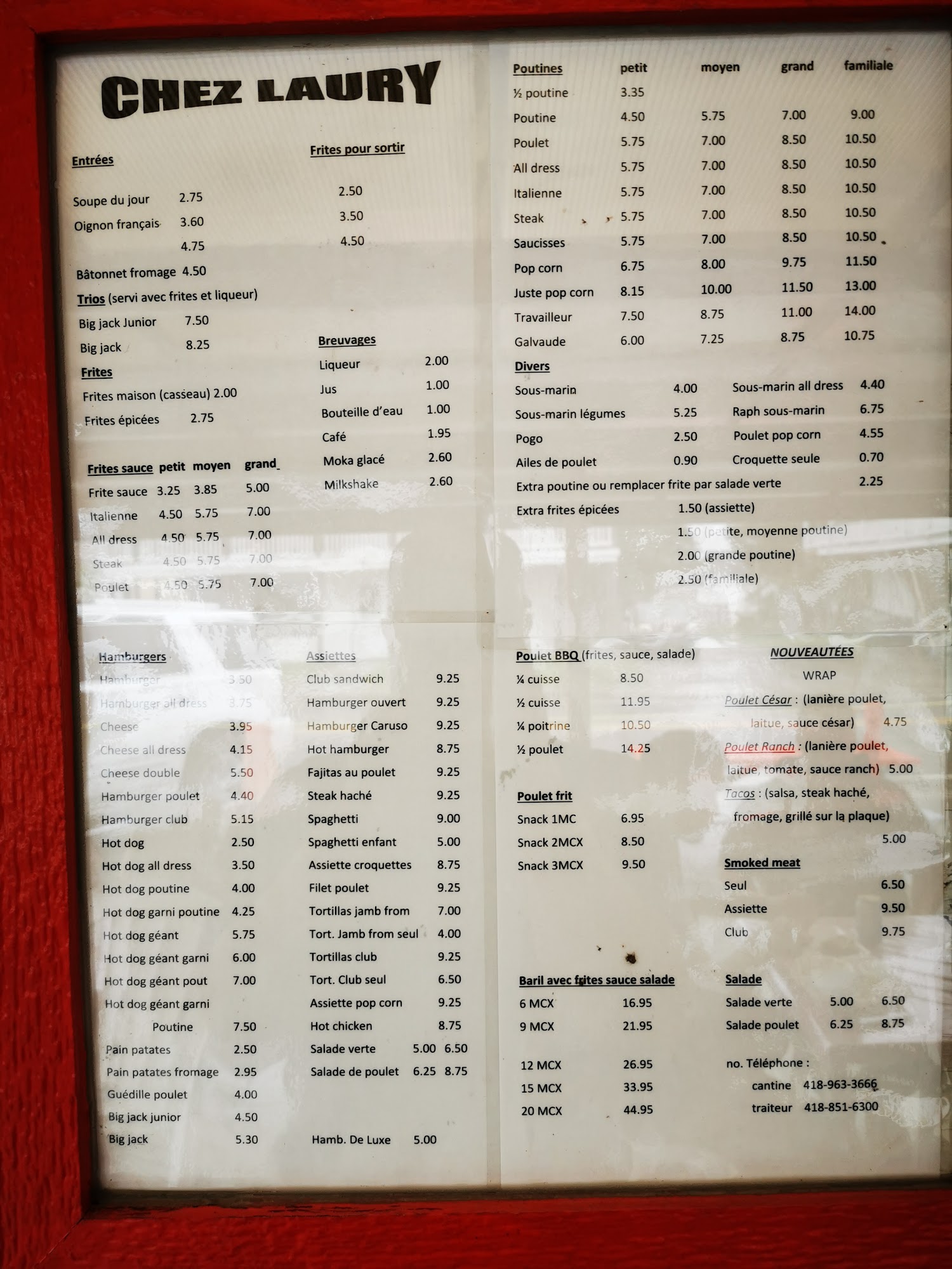 Cantine Chez Laury Menu