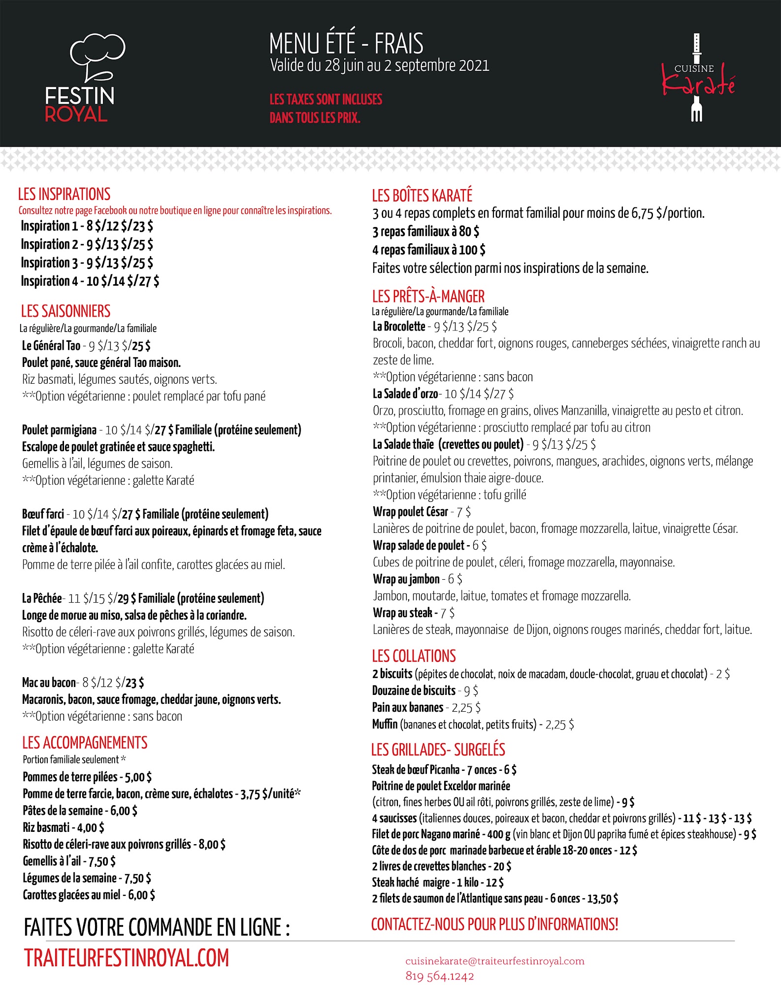 Cuisine Karaté Menu