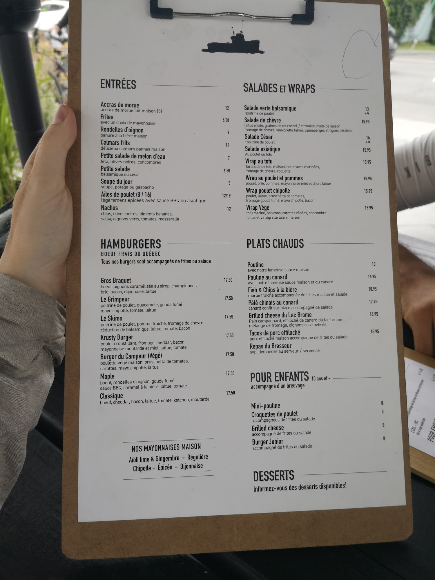 À l'Abordage -Salle de Brassage Menu