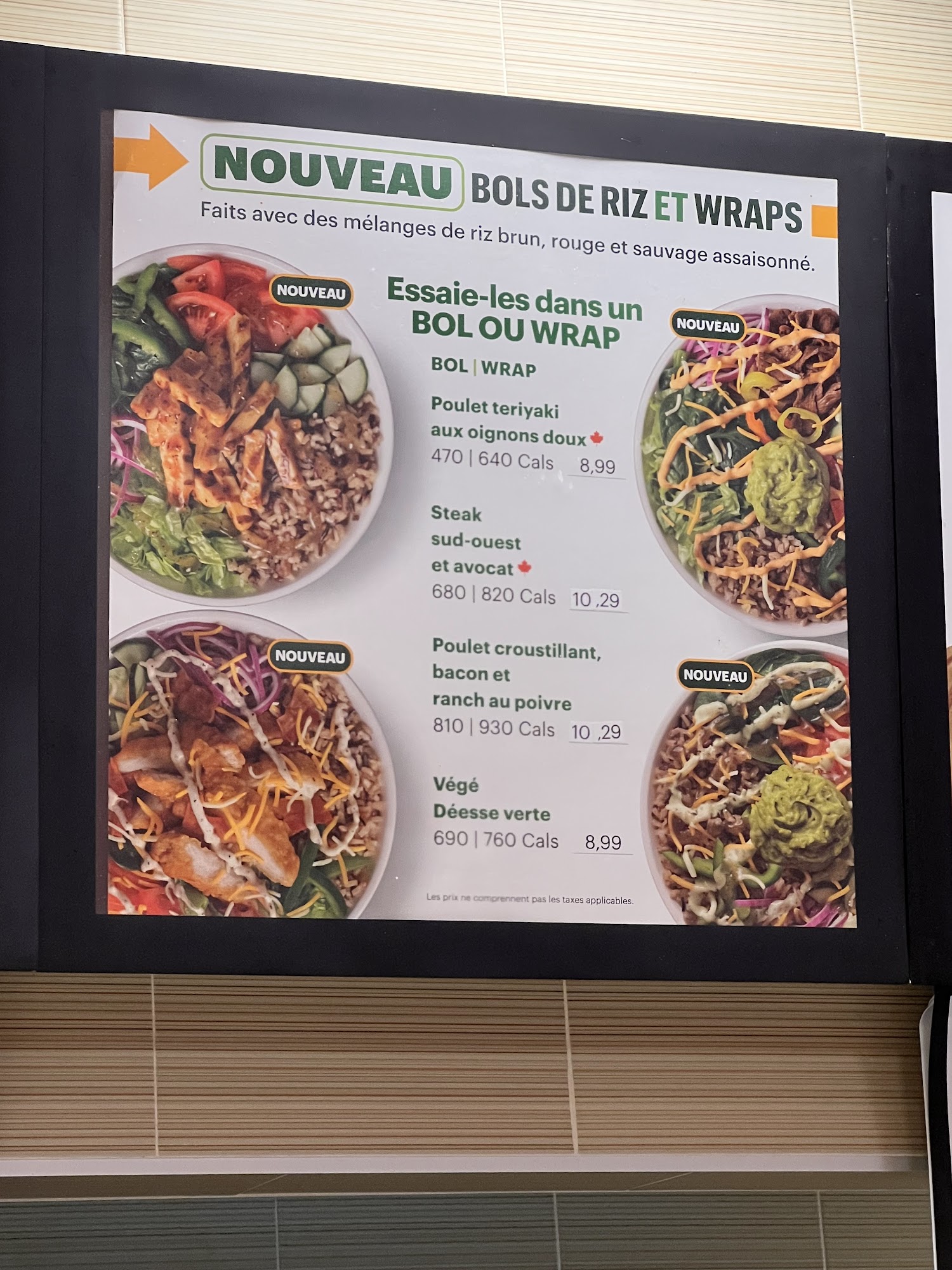 Subway Menu