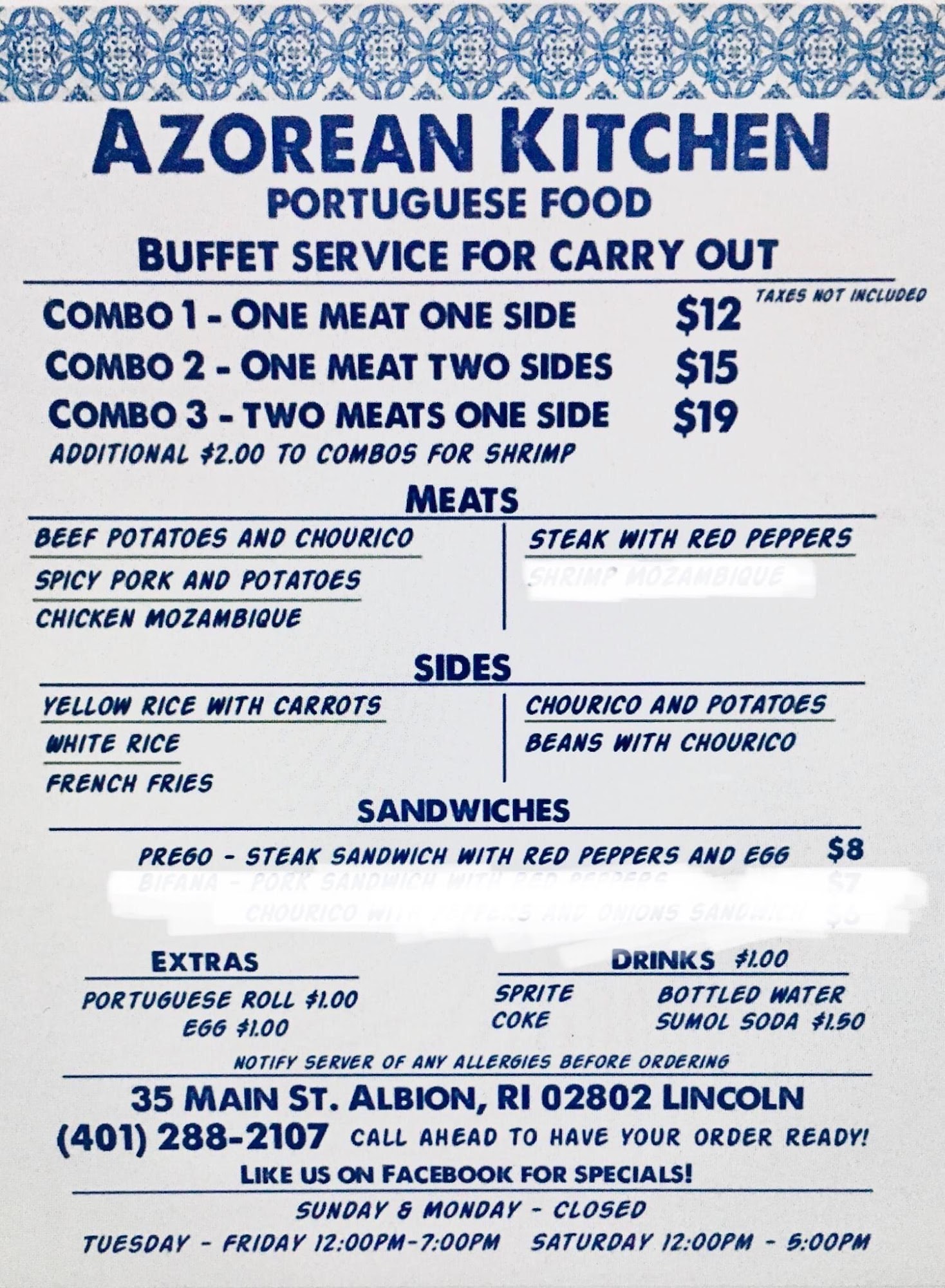 Azorean Kitchen Menu