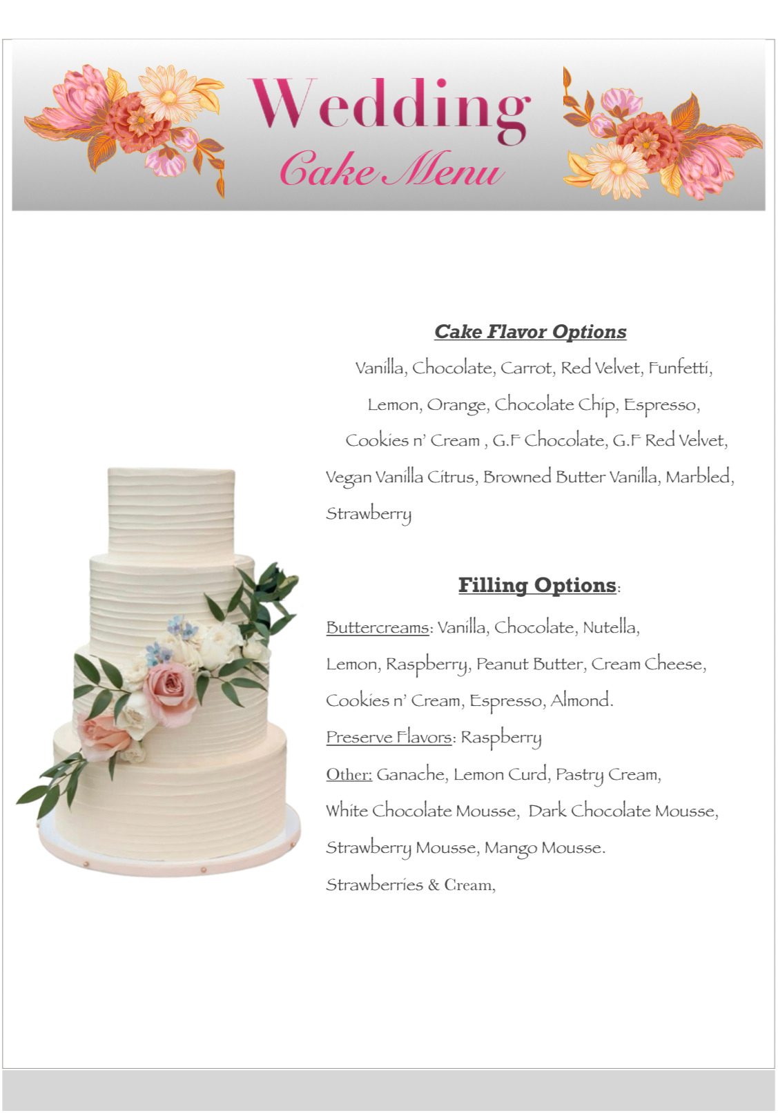 Cakelicious Bakery & Cafe Menu