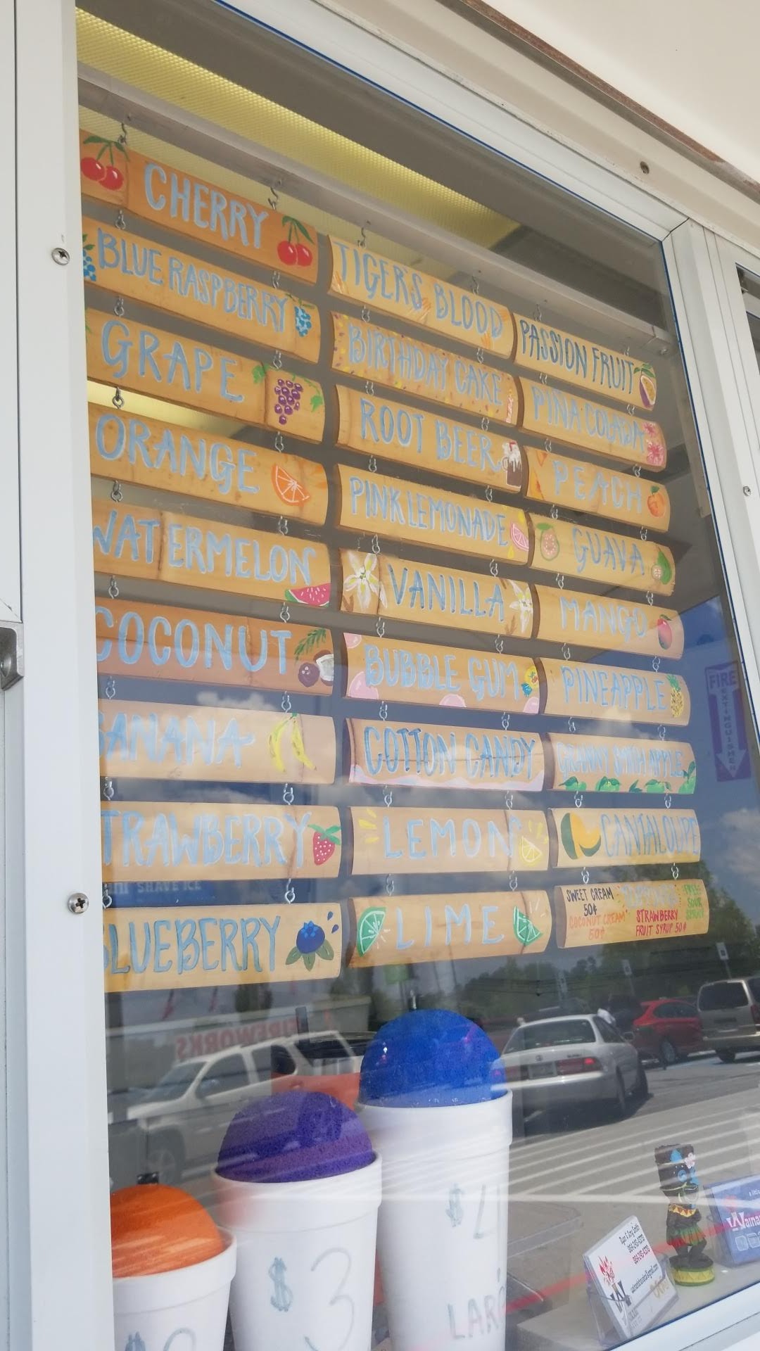 Wainani Shave Ice Menu