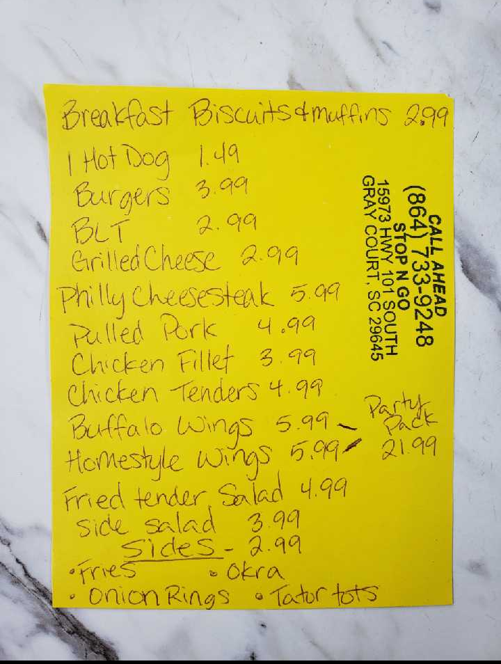 Southern Kitchen & Gas Store Menu