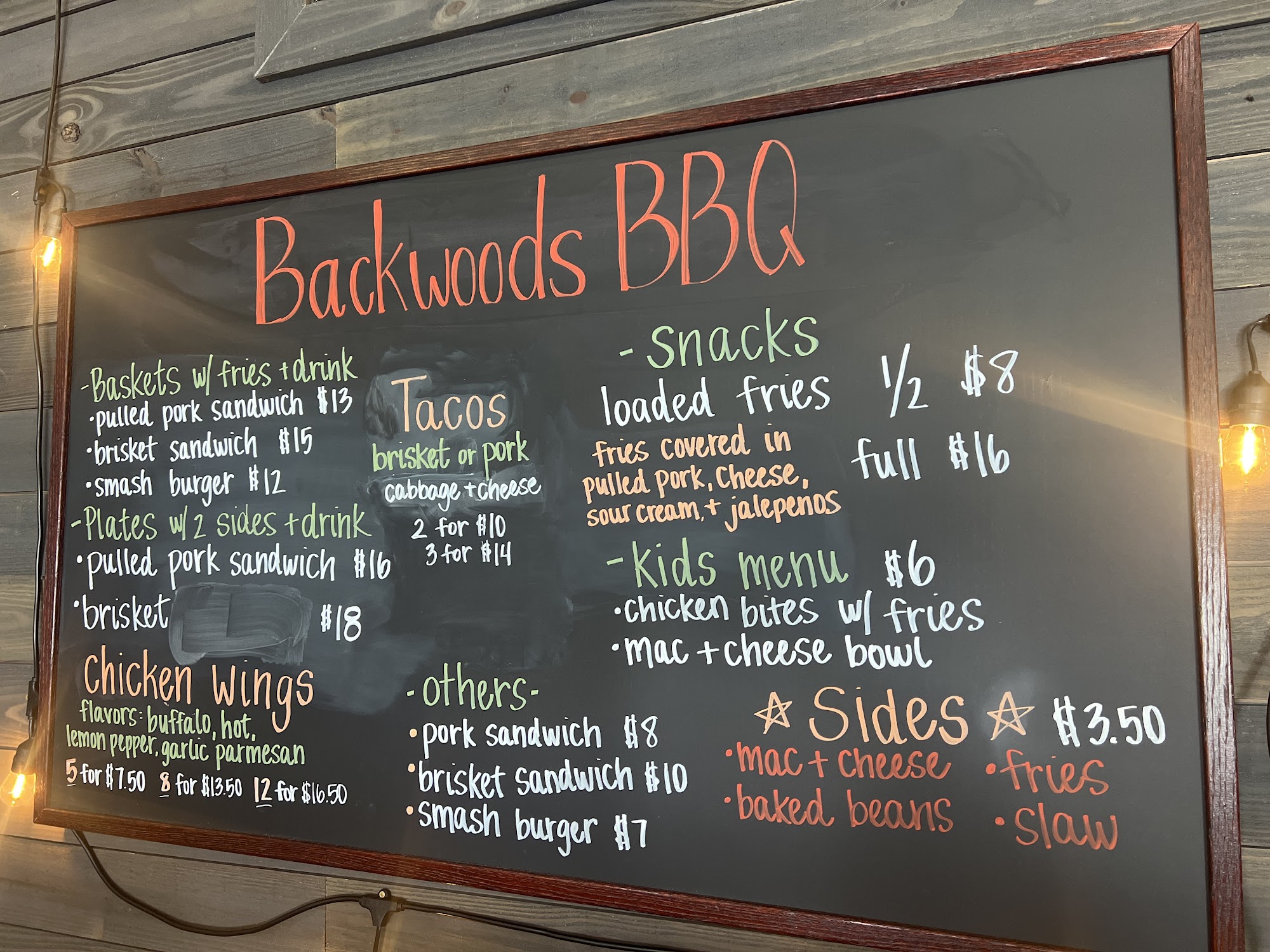 Backwoods BBQ Menu