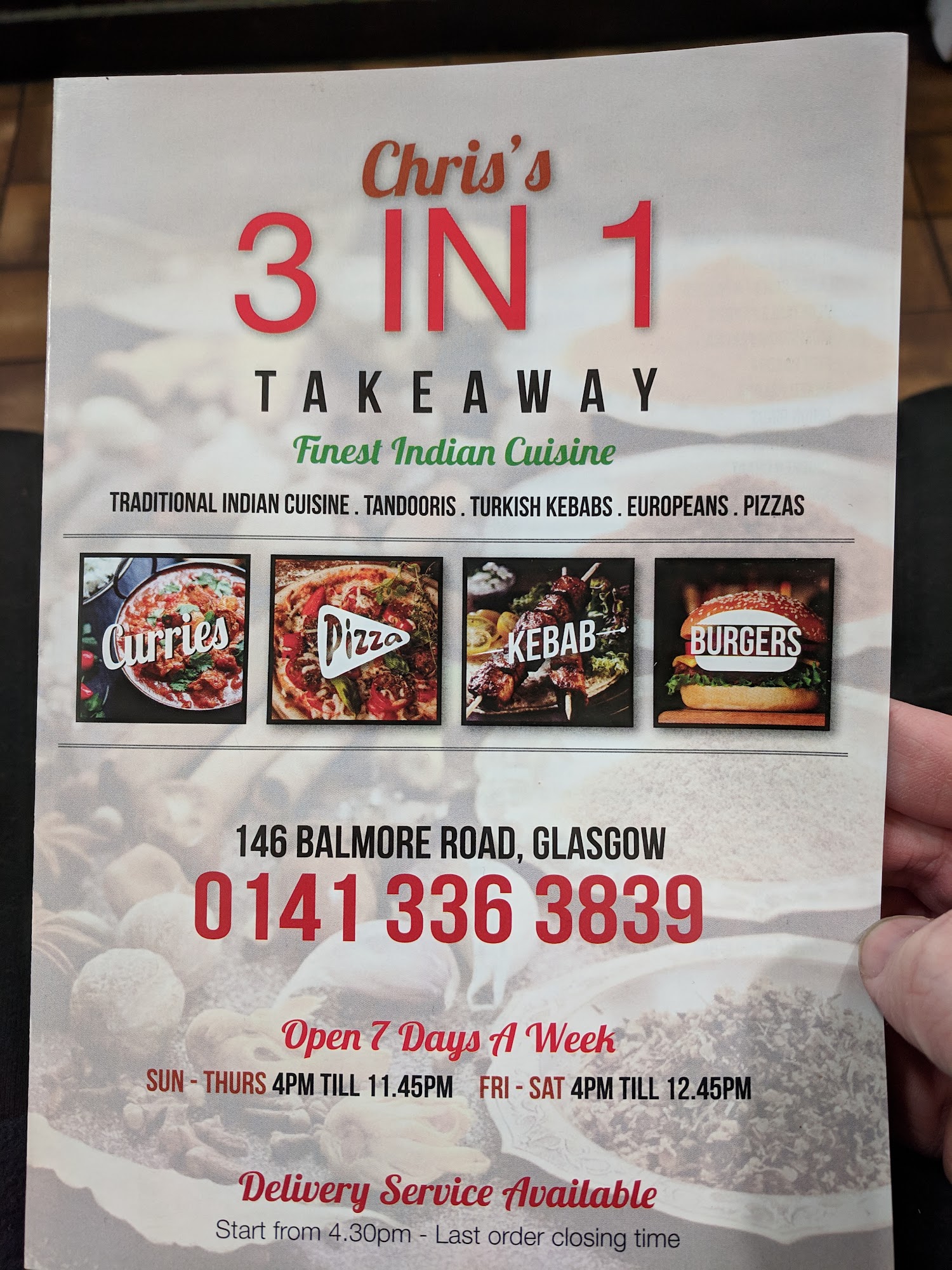 Chrissy's (Three In One) Menu