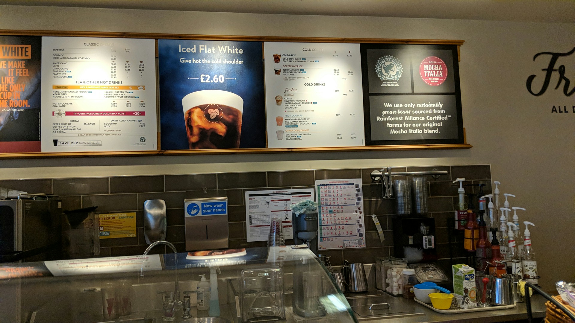 Costa Coffee Menu