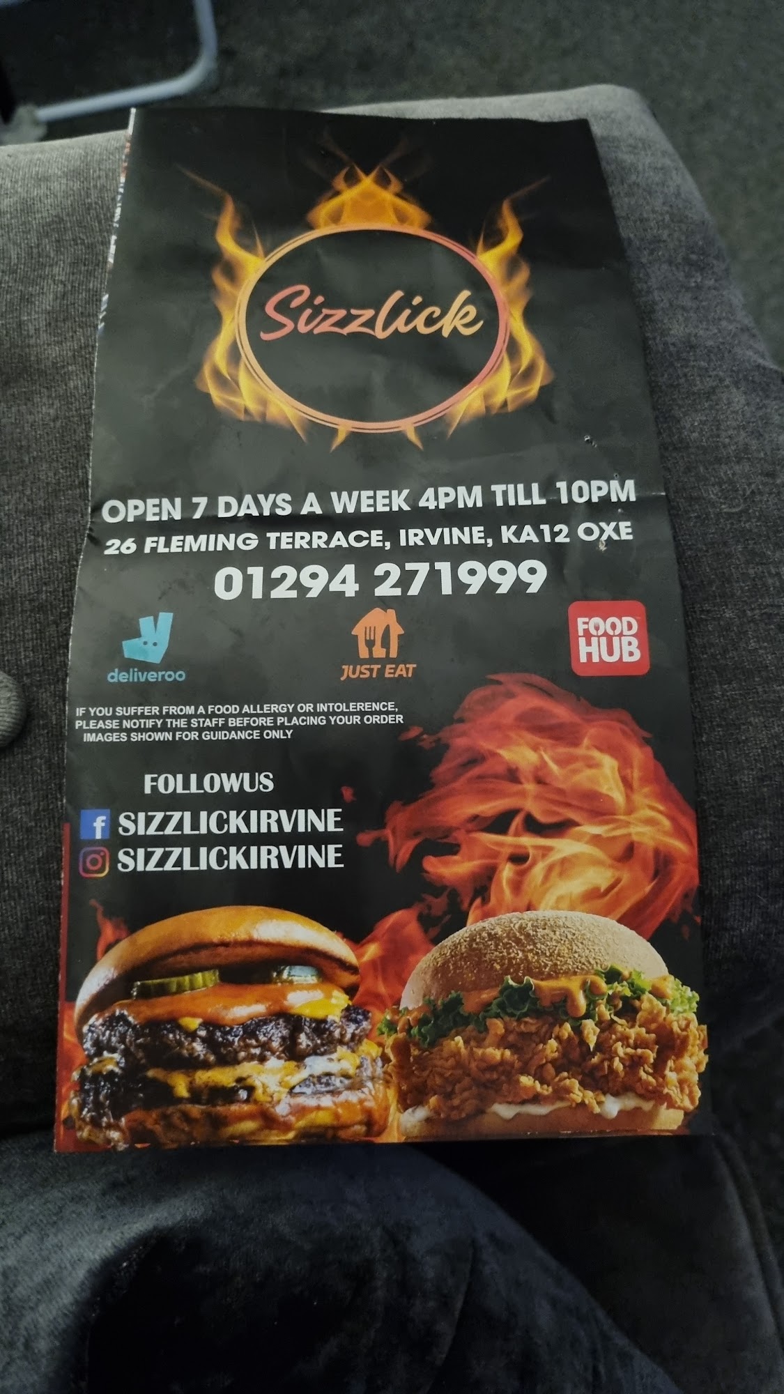 Sizzlick Menu