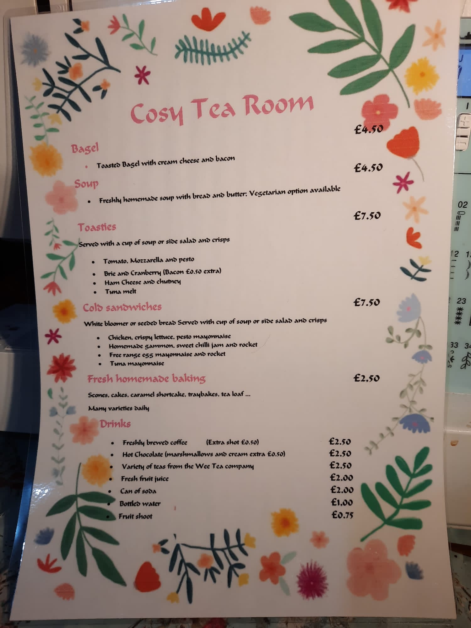 The Cosy Tearoom. . Linlithgow Menu