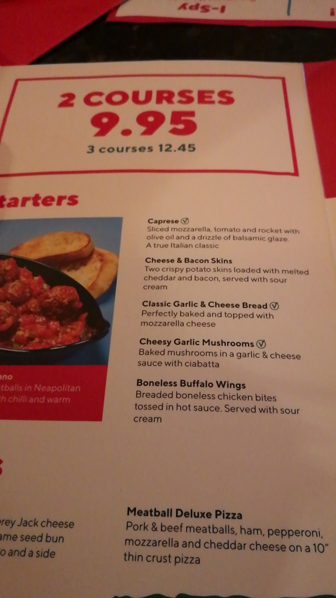 Frankie & Benny's Menu