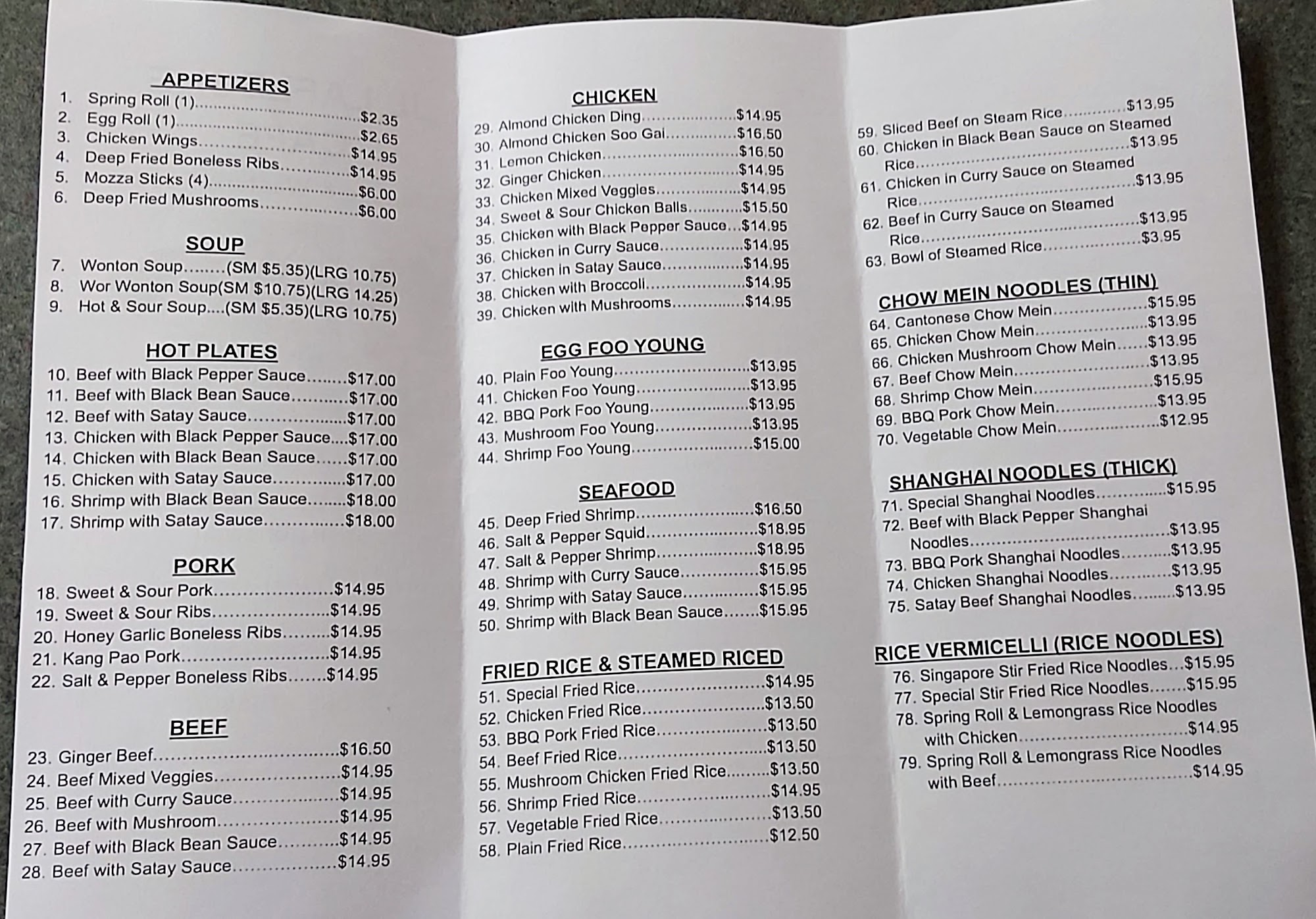 Lafleche Cafe Menu