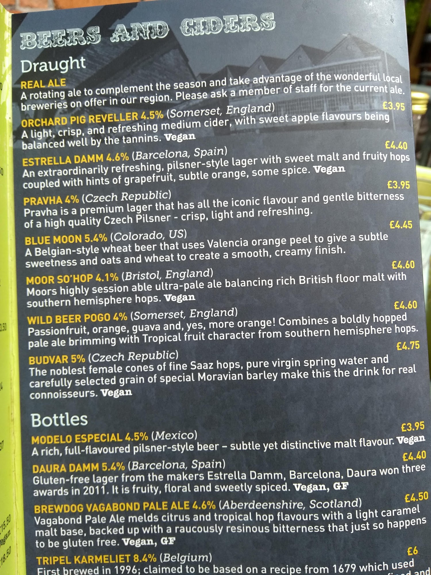 Bocabar Menu