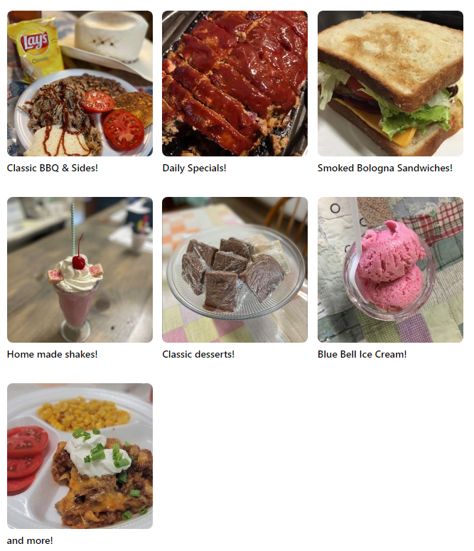 Cole's Country Store - Event Venue and AirBandB Menu