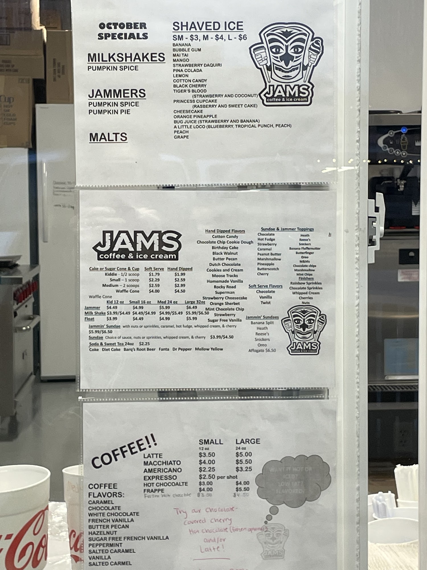 JAMs LLC Menu