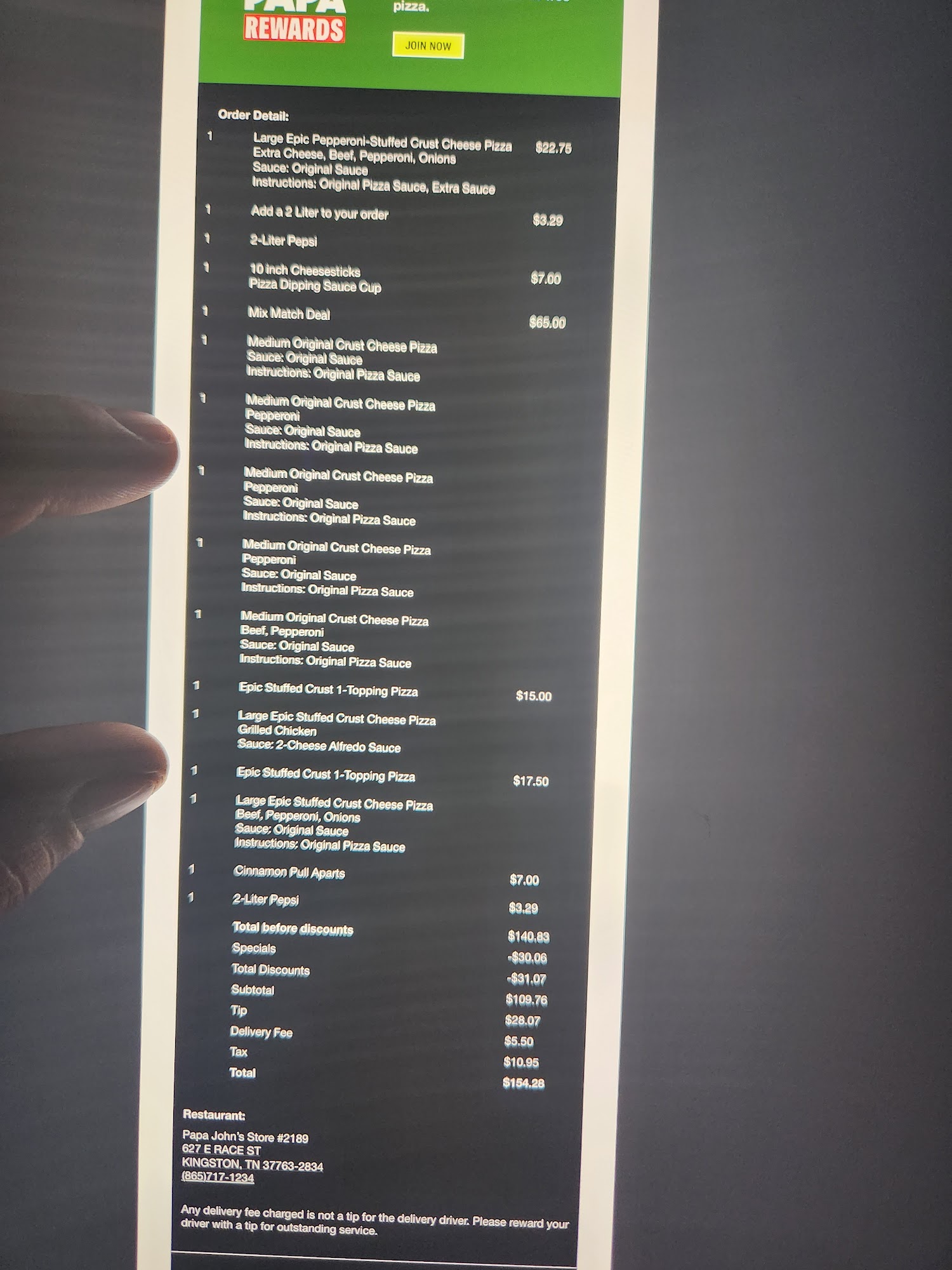 Papa Johns Pizza Menu