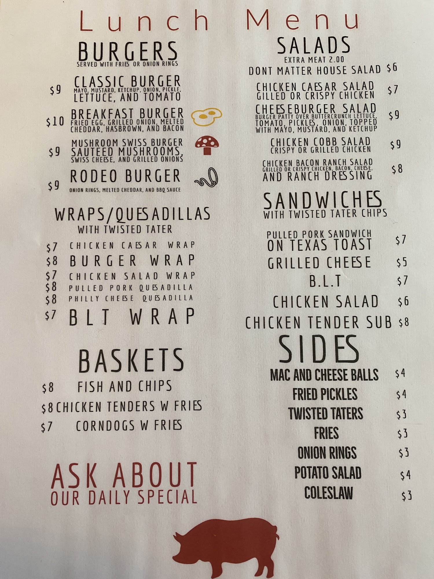 Don't Matter Cafe LLC Menu