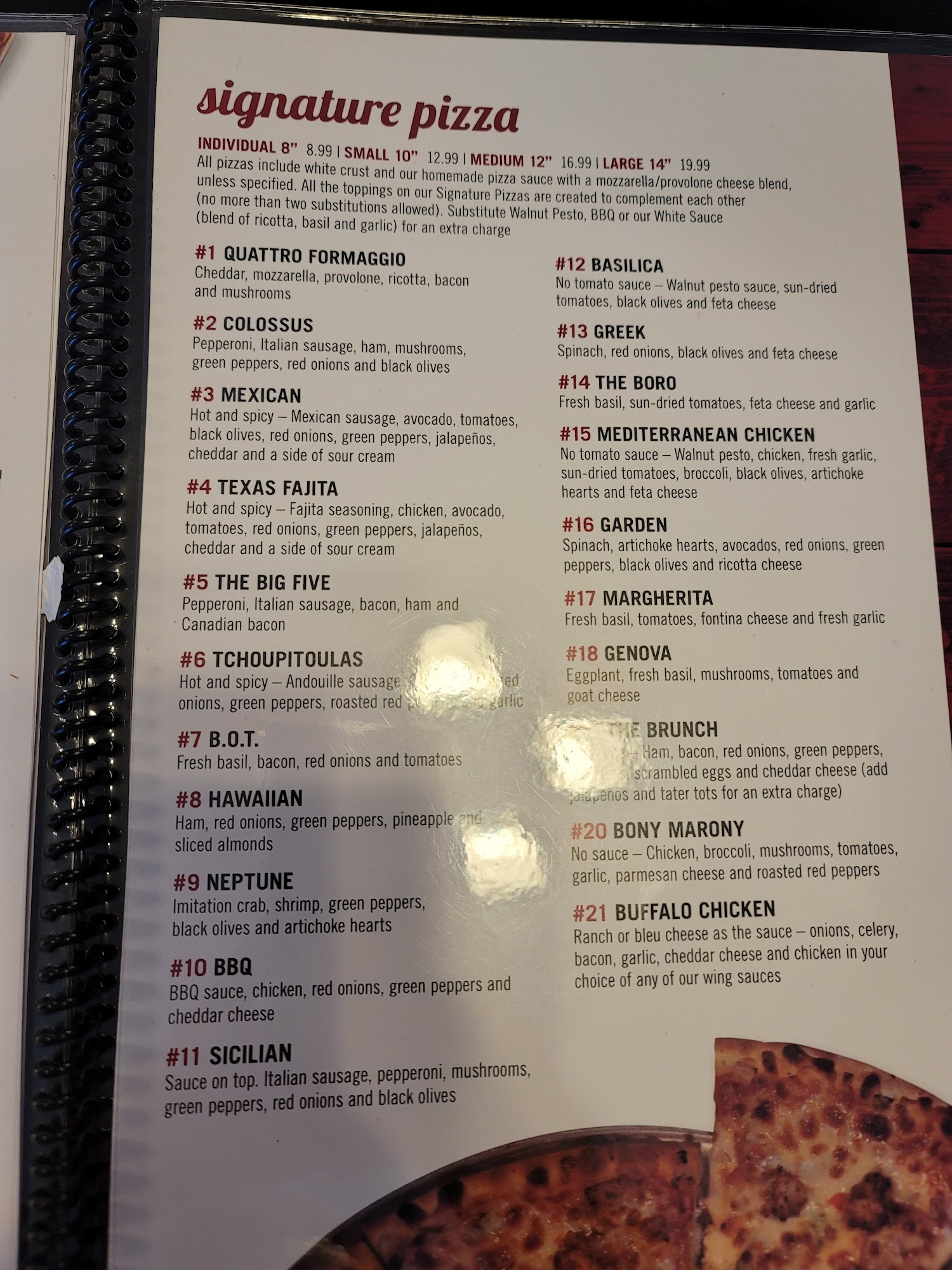 Aharts Pizza Garden Menu