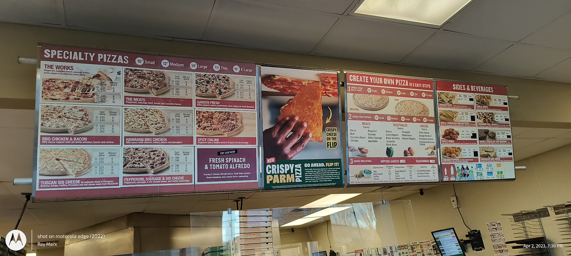 Papa Johns Pizza Menu