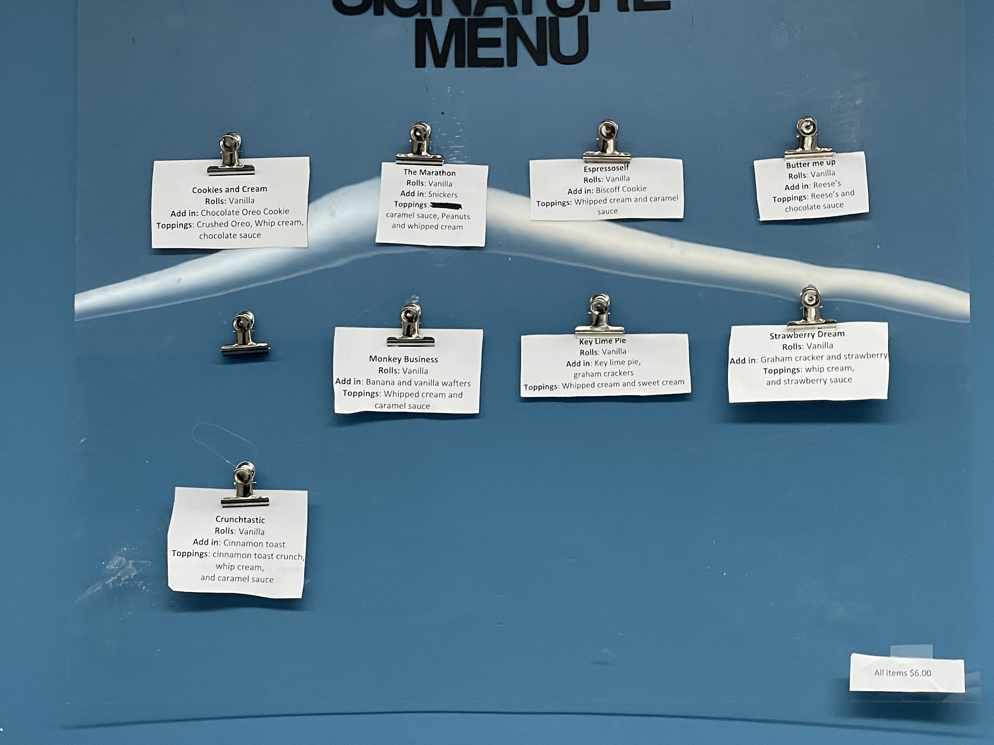 Nessa's Sweets Menu