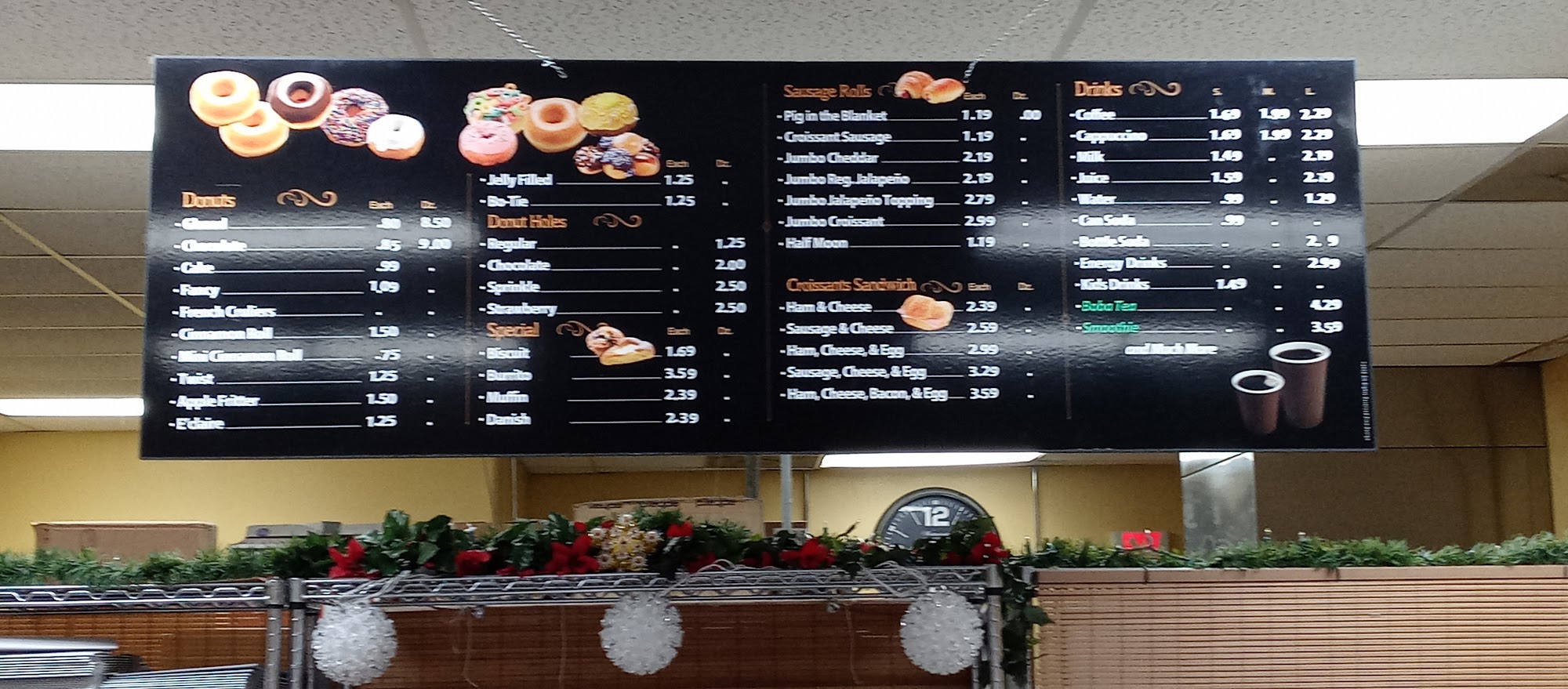 Pam's Donuts Menu